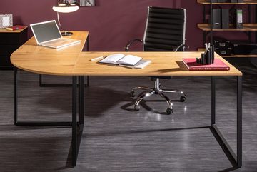 riess-ambiente Eckschreibtisch BIG DEAL 180cm natur / schwarz, Arbeitszimmer · Holzwerkstoff · Metall · Eichen-Optik · Home Office