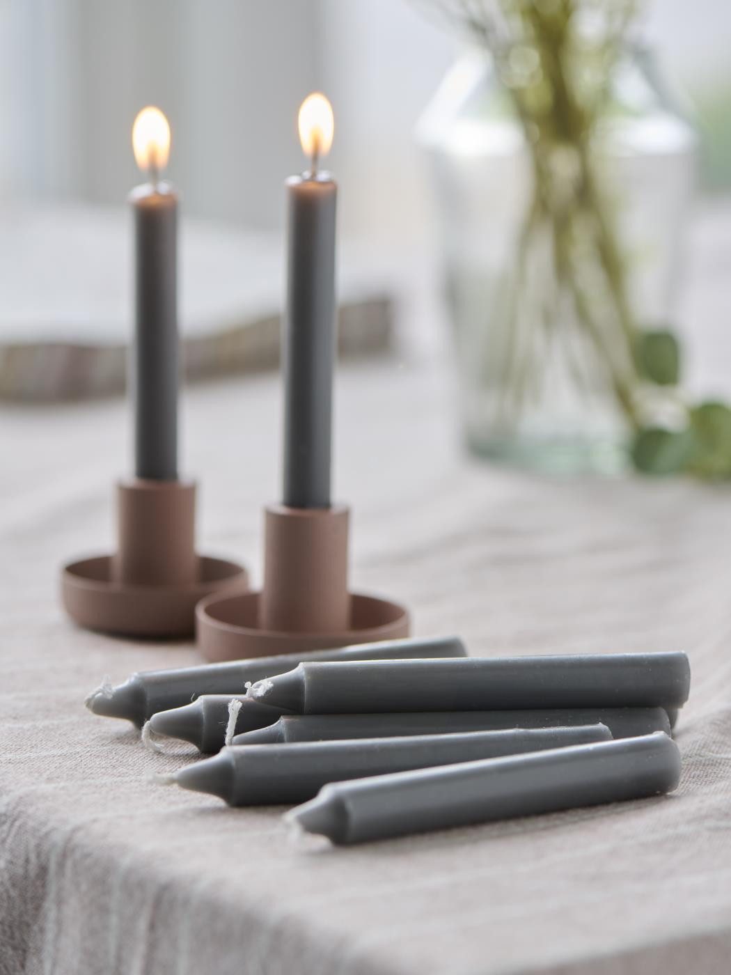 Ib Laursen Spitzkerze Dünne Kerzen Stabkerzen im Set 10-er Pack Kerzen H10x1,3cm BD 1,5 Std, Kompakte Größe ideal für kleine Kerzenhalter und Deko Gläser