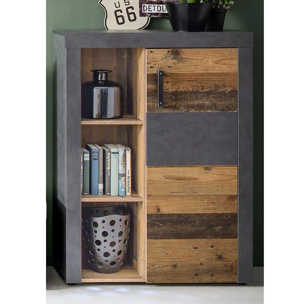 trendteam Highboard Indy, Kommode Anrichte Wohnzimmerschrank Sideboard Grau/Braun 87x118x34cm