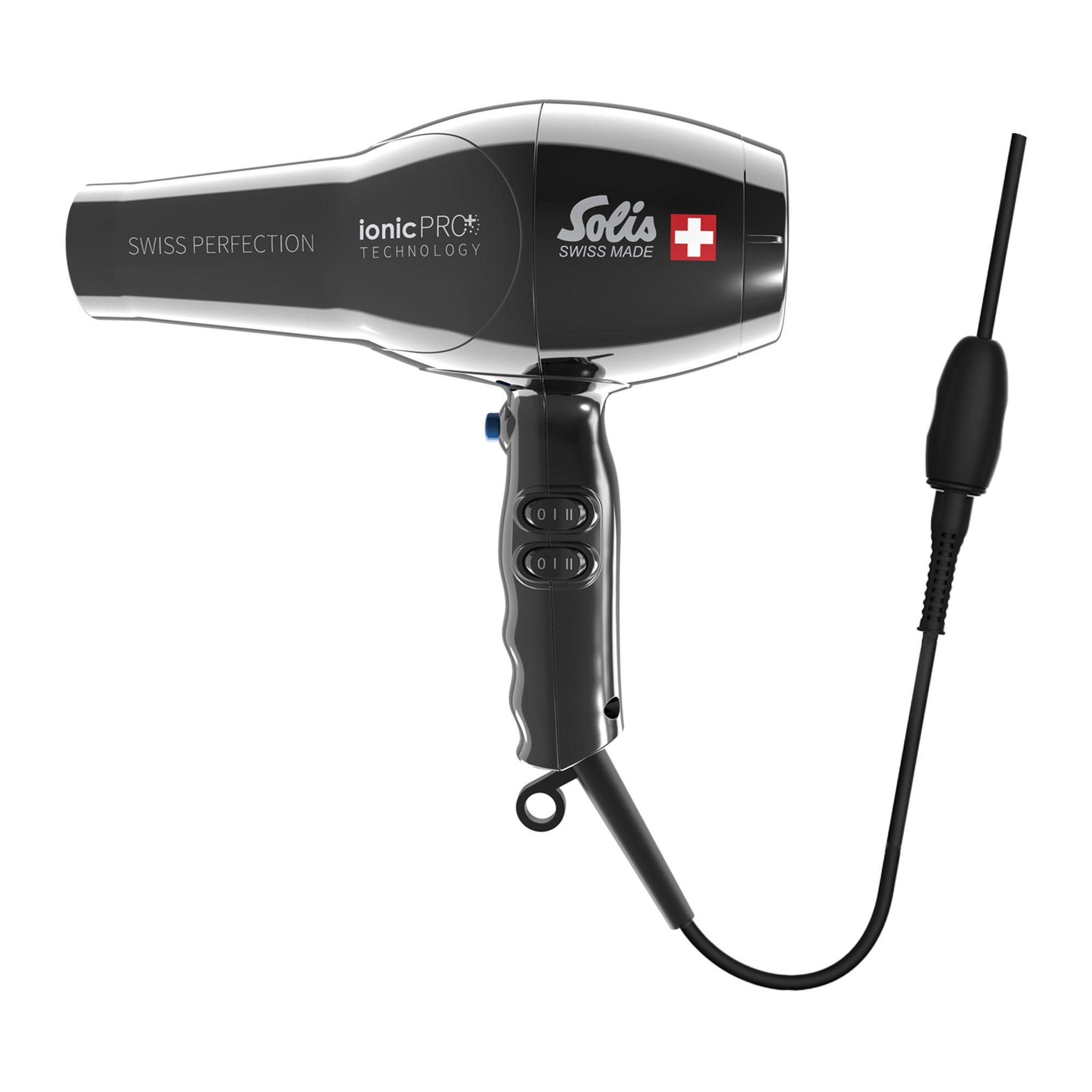 SOLIS OF SWITZERLAND Haartrockner Typ 440 Profi-Föhn, 2300 W, Kaltstufe IonicPRO 50% mehr Luftdruck Styling Düse schwarz