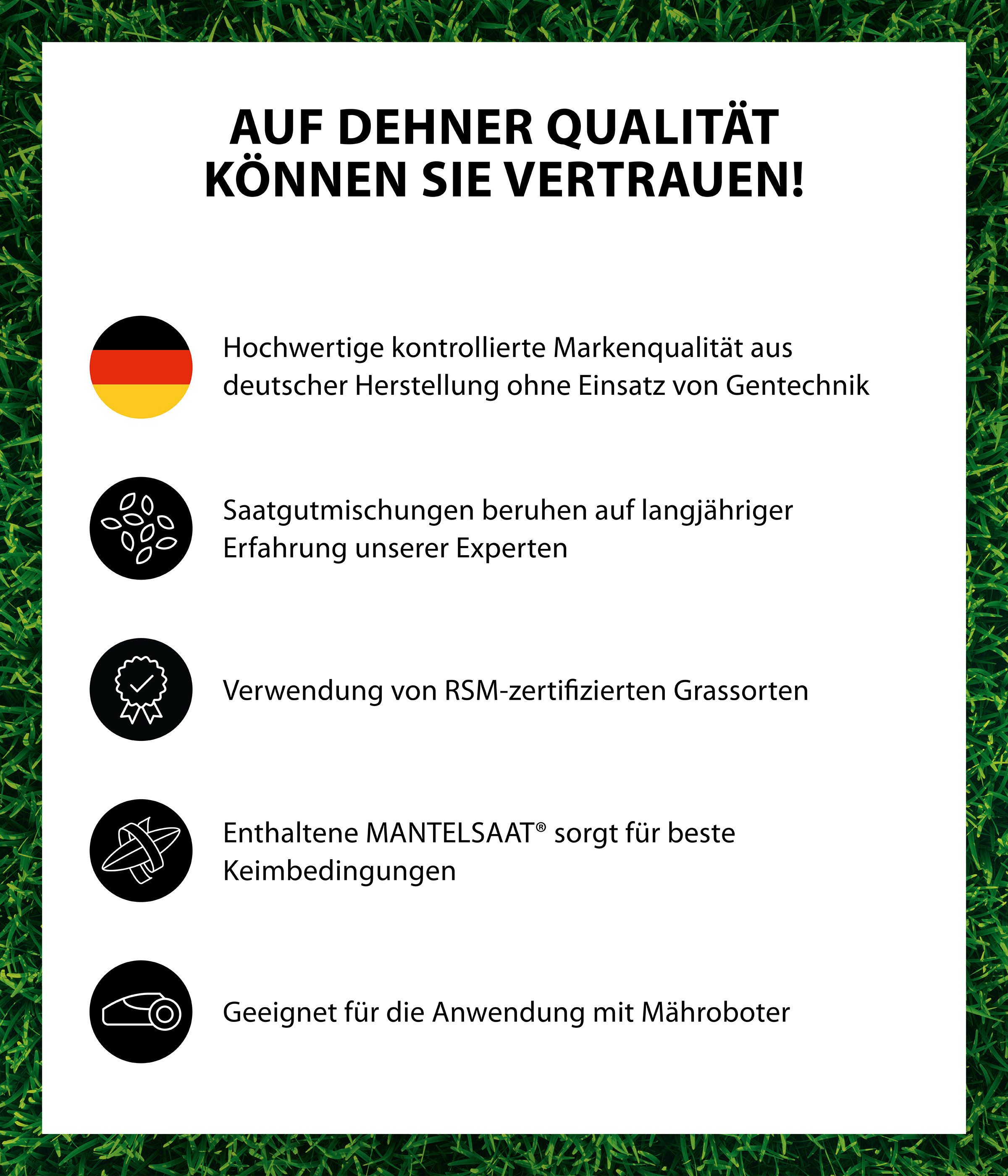 Dehner Rasensamen Rasenfix Saatgut, Quick-Start-Mantelsaat, für schnelles Wachstum, Quick-Start-Mantelsaat, für optimale Keimung, für schnelles Wachstum