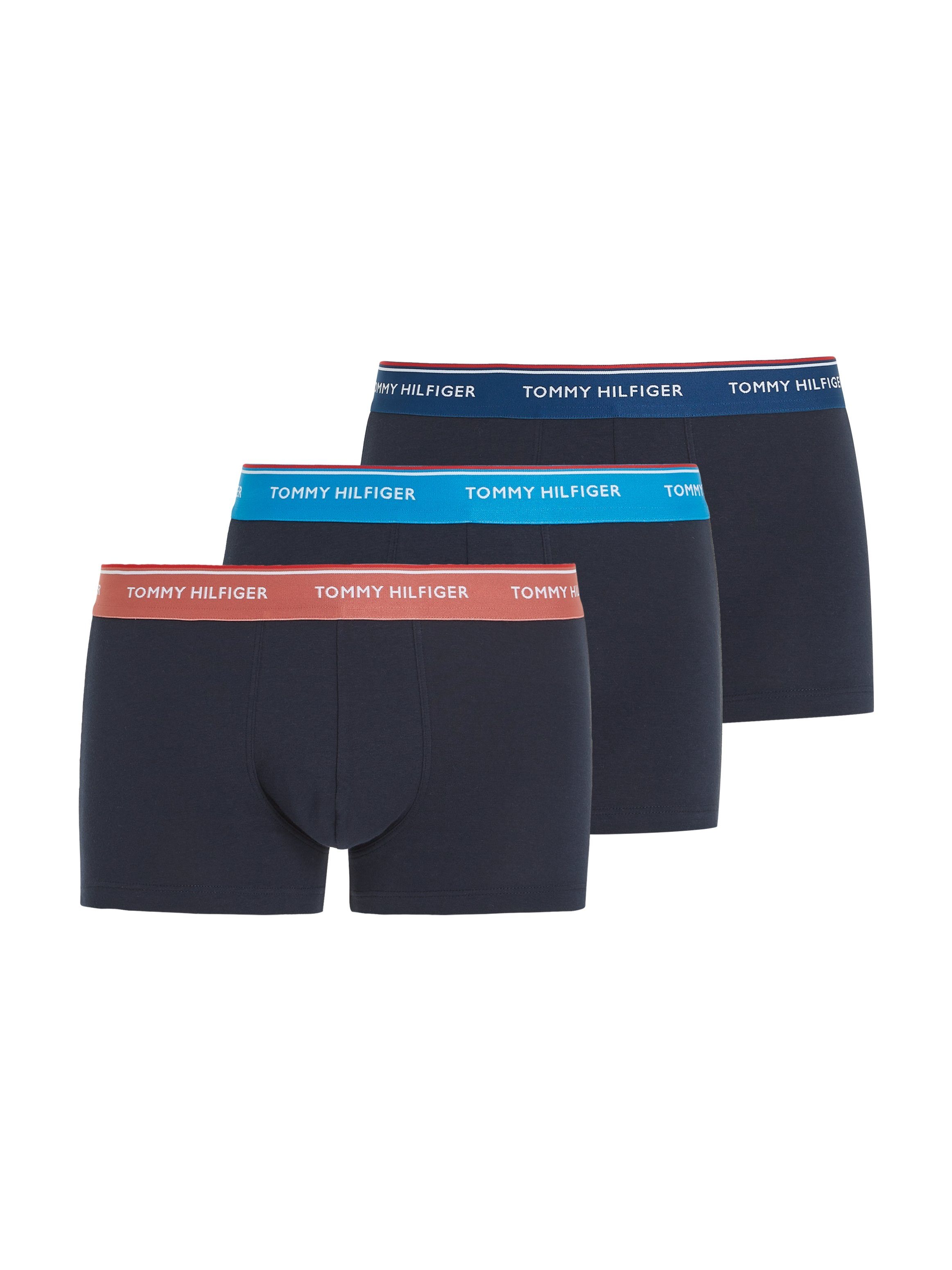 Tommy Hilfiger Underwear Trunk 3P WB TRUNK (Packung, 3er-Pack) mit Logo-Elastikbund Cer Aqua/Deep Indigo/Dockside Red