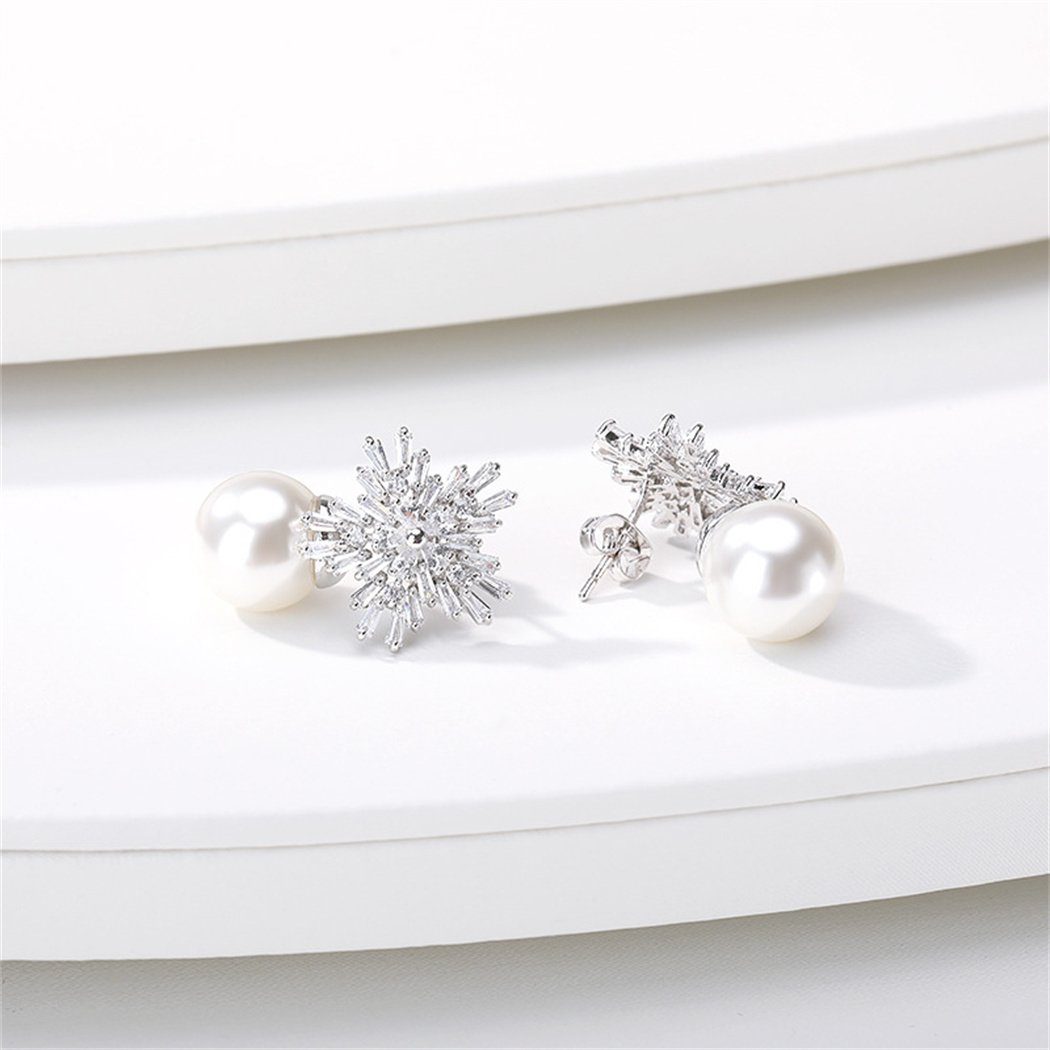 Geschenk Frauen Perle Ohrhaken-Set DAYUT Schneeflocke Imitation Weihnachten (1-tlg) Ohrringe,