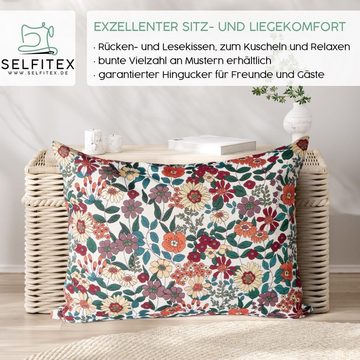 Selfitex Dekokissen XXL 60x80 incl. Füllkissen strapazierfähiges Lesekissen, Sofakissen, für Couch Bett, Gobelin Stoff