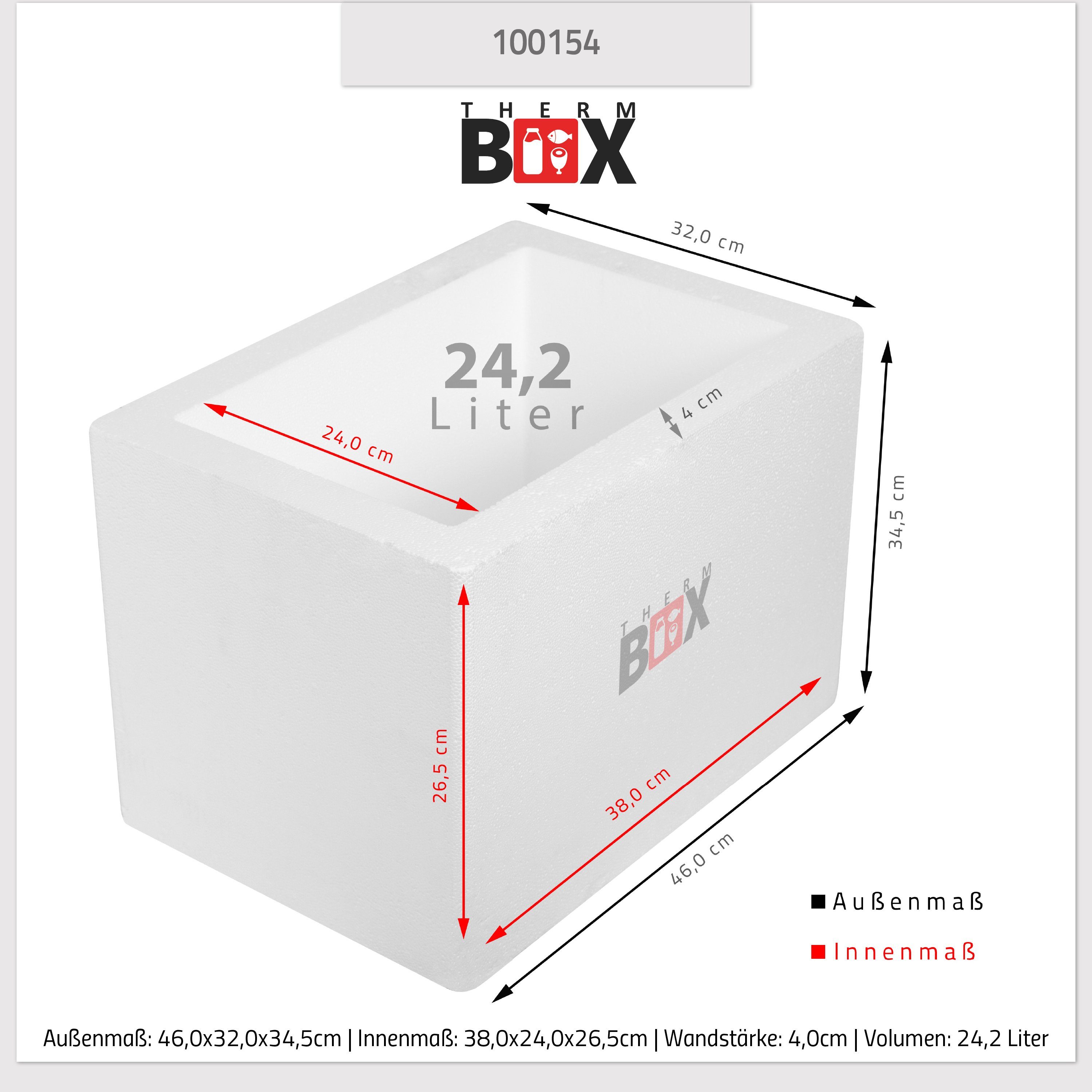 Styroporbox/Thermobox - 21,0 Liter - 44 x 34 x 26 cm/Wandstärke 3