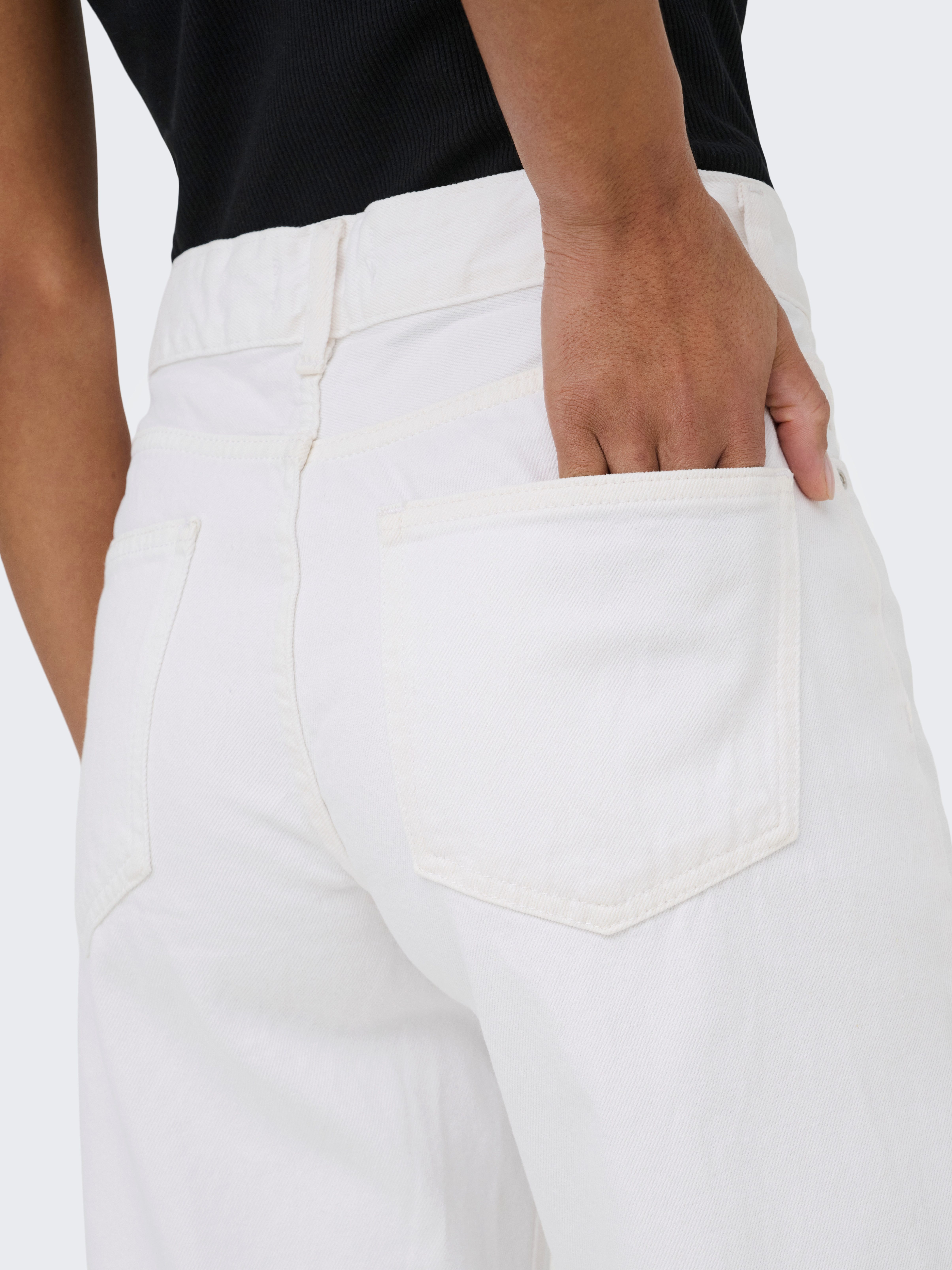 ONLY Weite Jeans ONLELLA MW WIDE FOLD UP DNM WHITE TAI Baumwolle, regular waist, wide fit
