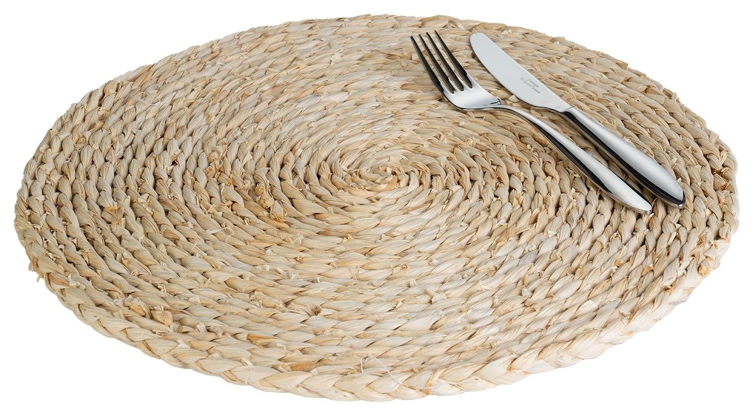 Platzset Tisch-Set RIKE, Beige, Ø 38 cm, geflochtenes Weidengeflecht