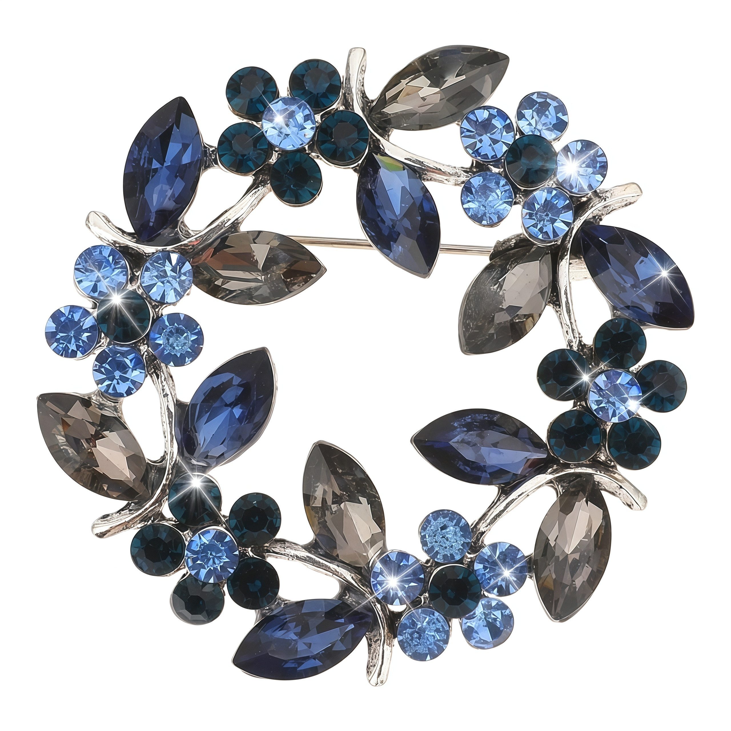 FOUORTUNATE-BEE Brosche Damen Kristallbrosche mit buntem Blumenkranz & Geschenkbox, Elegante Strassbrosche für Damen, ideal für Abendkleider