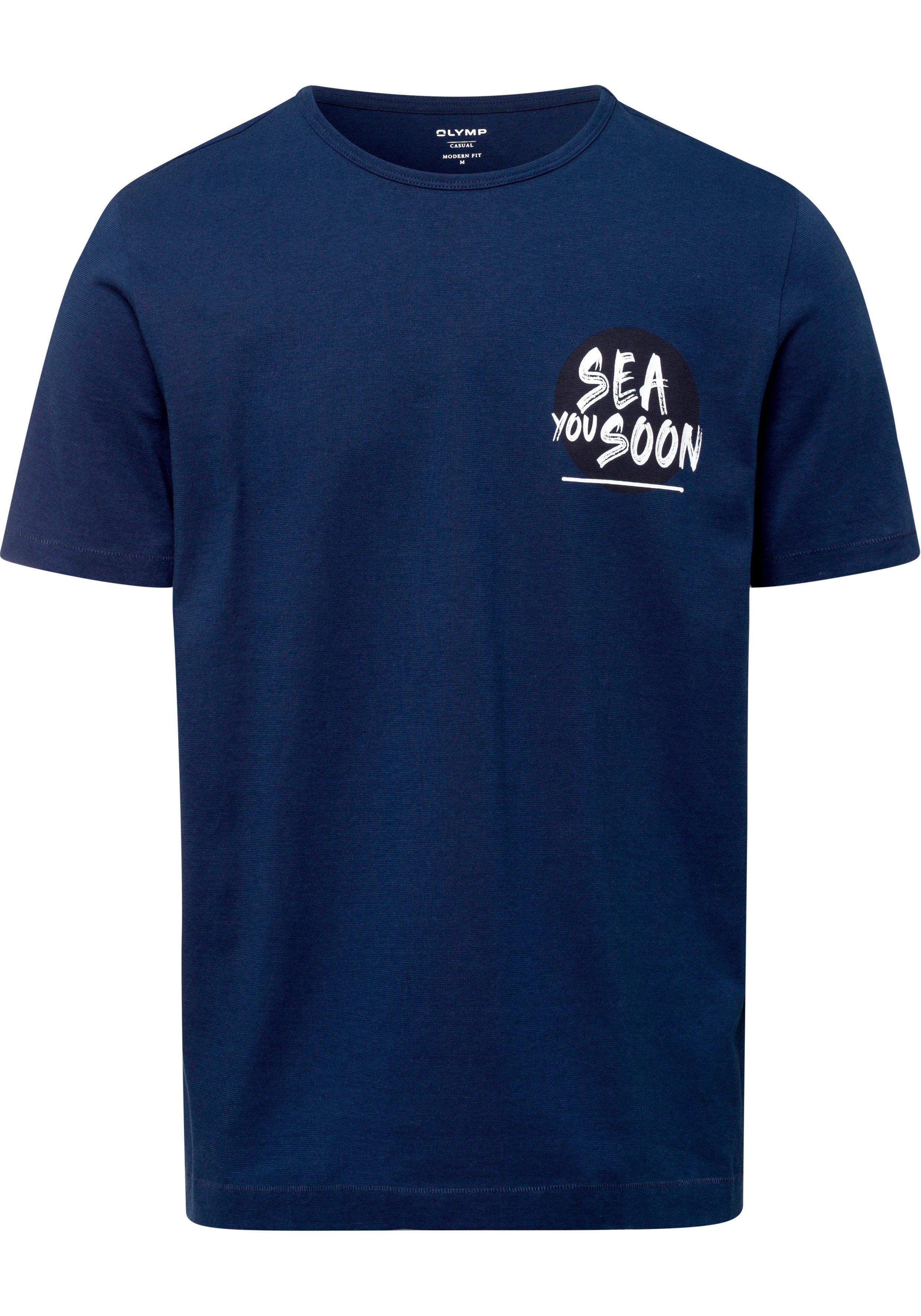 OLYMP Logoprint marine-bedruckt T-Shirt mit
