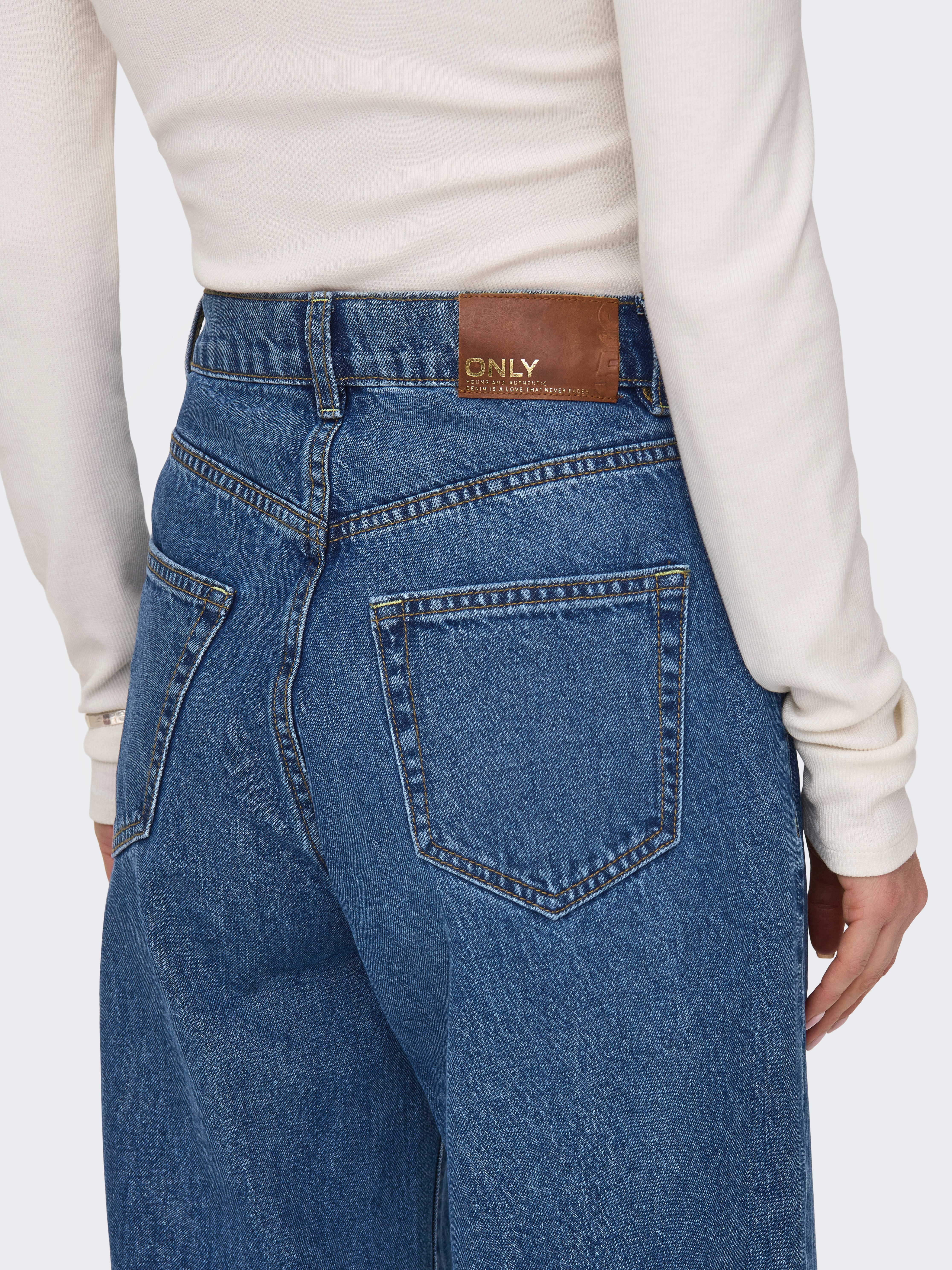ONLY High-waist-Jeans ONLHOPE HW WIDE DNM ADD465 NOOS Baumwolle