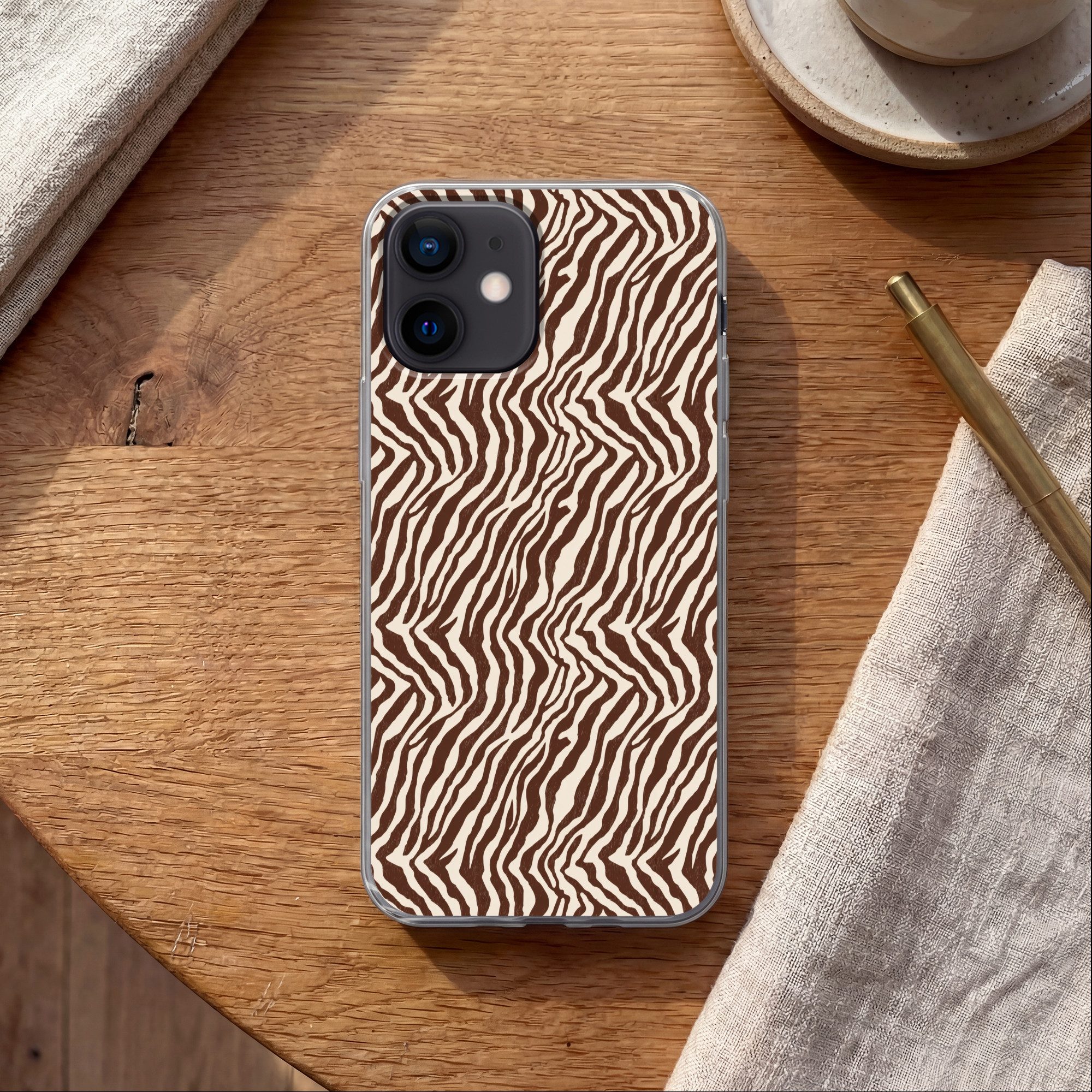 MuchoWow Handyhülle für Apple iPhone 12 Mini Zebra - Muster - Schwarz - Weiß, Smartphone-Bumper, Print, Handy Schutzhülle Dünn