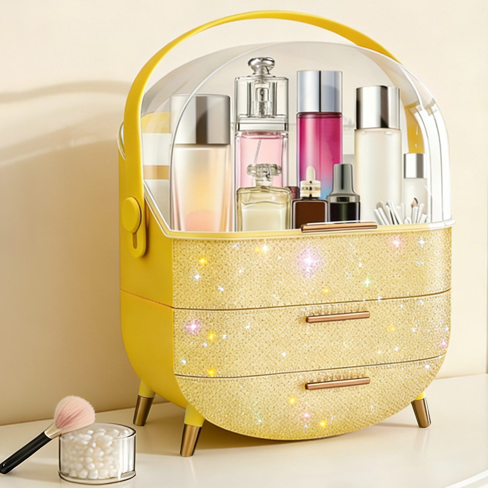 Make-Up Organizer Kosmetikorganizer mit 2 Schubladen Aufbewahrungsbox(26x16x38 cm)