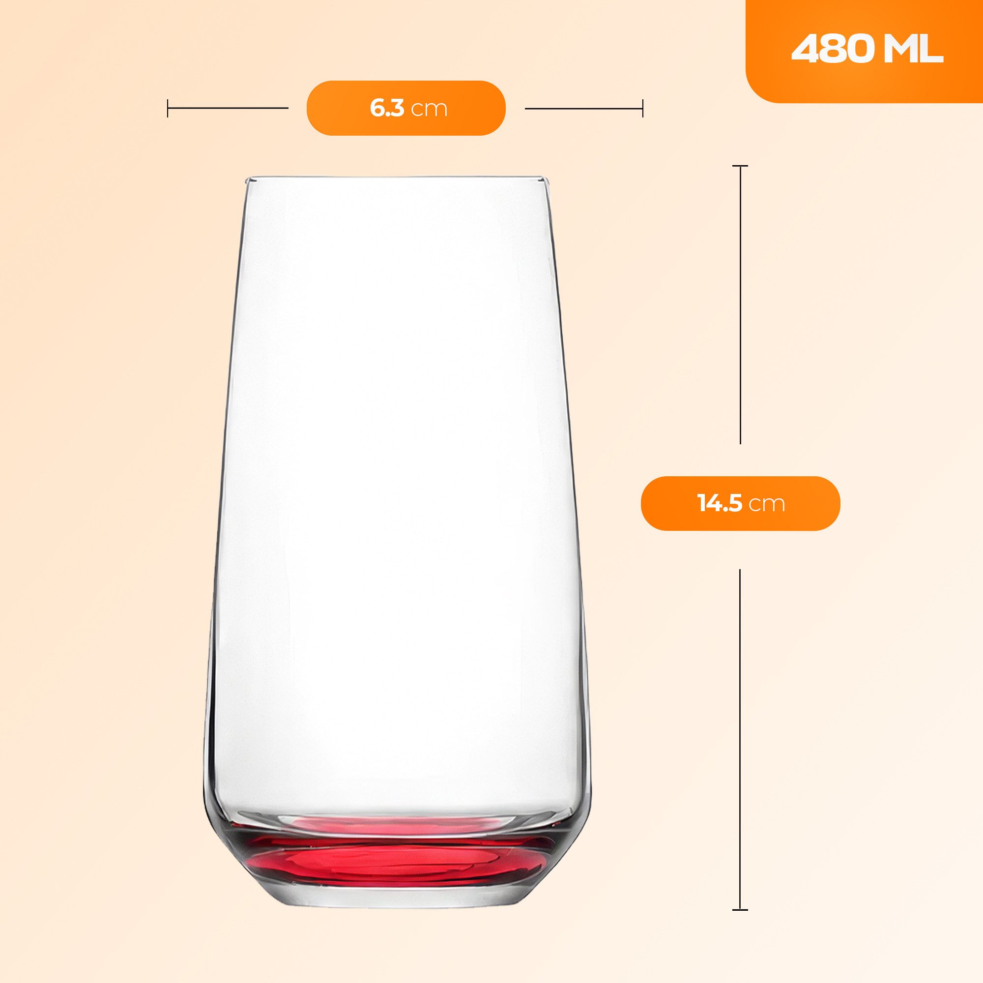 LAV Gläser-Set Lal Rainbow Longdrinkgläser, 6-tlg., Glas, 6er-Set, 480ml, mit farbigem Boden