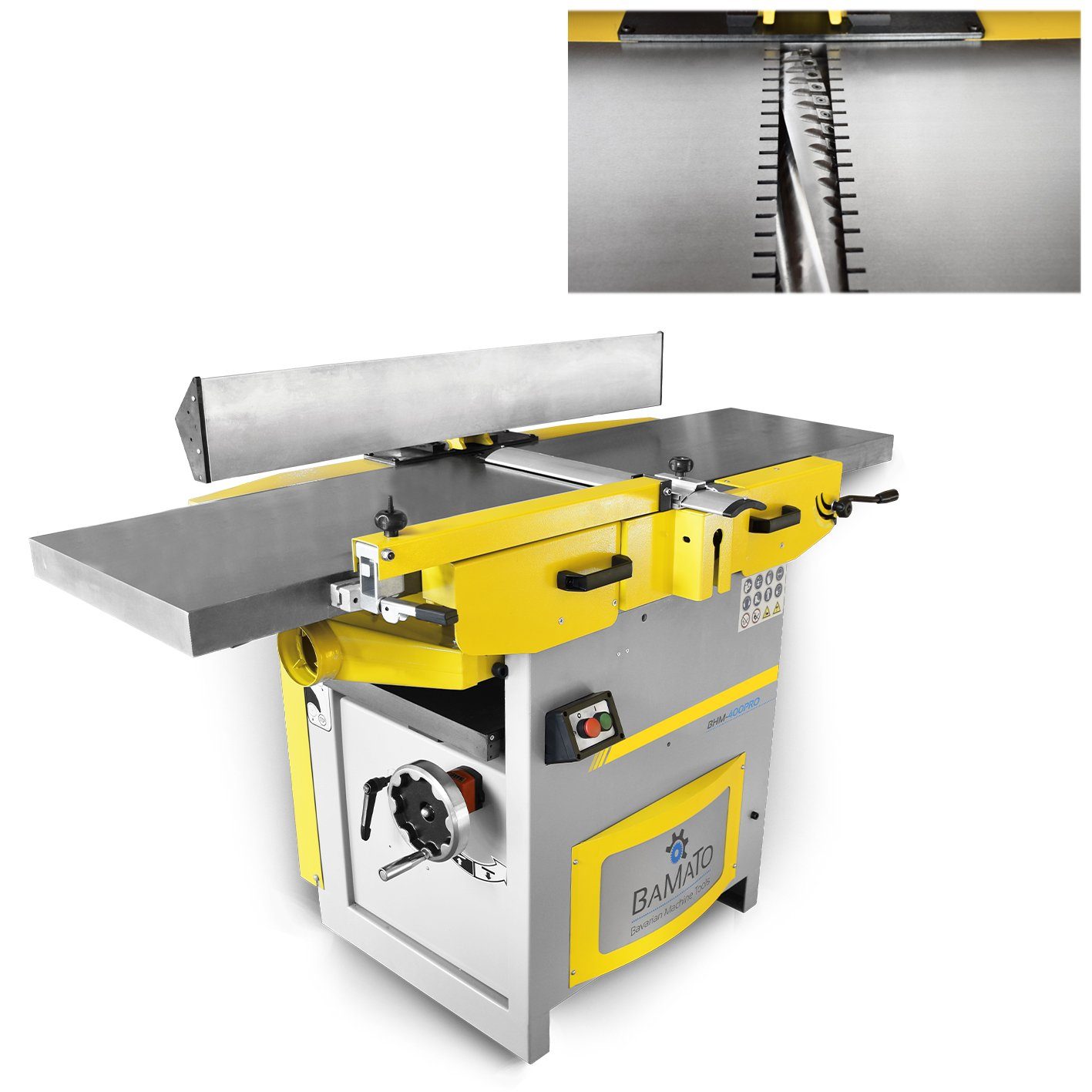 BAMATO Abricht- und Dickenhobelmaschine BHM-400PRO, 4200 in W, Hobelbreite: 400 in mm, (1-tlg), Spiralmesserwelle, Feinjustierung, Hobelmaschine, Hobel
