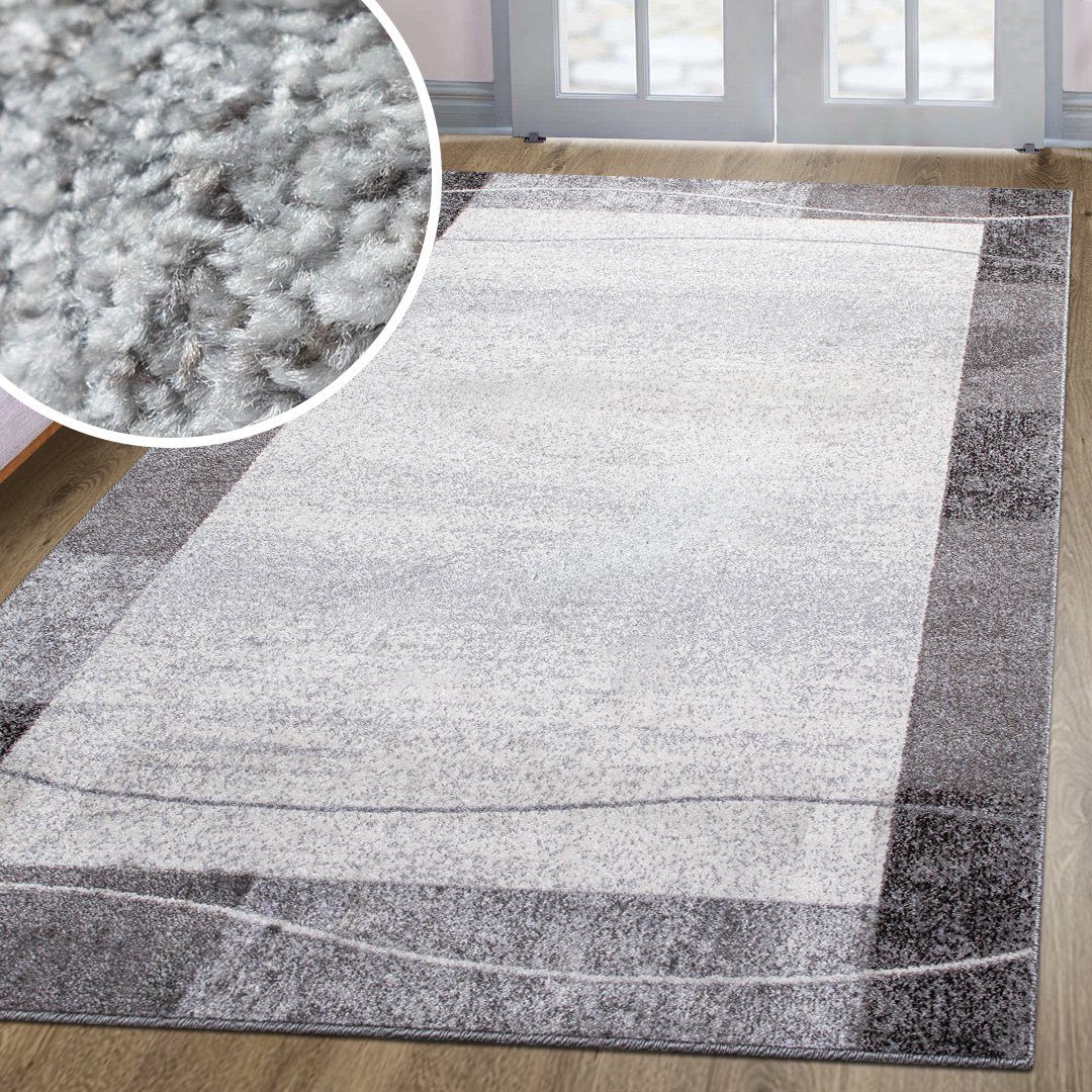 oKu-Tex Teppich Kurzflorteppich, modern, geometrisches Muster, Wohnzimmerteppich, rechteickig, Höhe: 11 mm, Teppich Wohnzimmer, Designteppich, meliert, weicher und dichter Flor