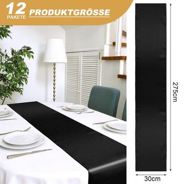 MAGICSHE Tischläufer 12 Stück Satin Tischläufer 30 x 275 cm, für Party, Hochzeit, Bankette (Set 12-tlg)