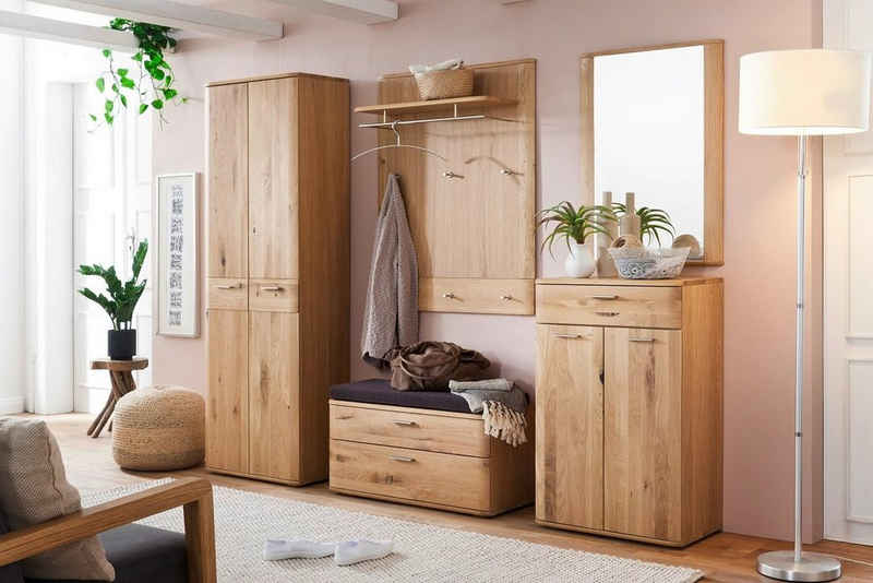 MCA furniture Garderoben-Set Garderoben Set Nilo, Balkeneiche Bianco, 5-teilig, Sitzkissen, (5-St)
