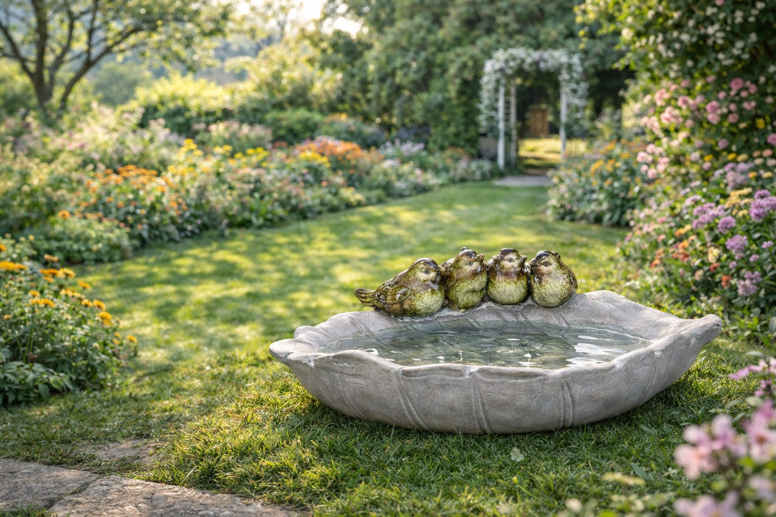 Geschenk-Himmel Vogeltränke Vogeltränke Blatt 40 cm Vogelbad Gartendeko Magnesia
