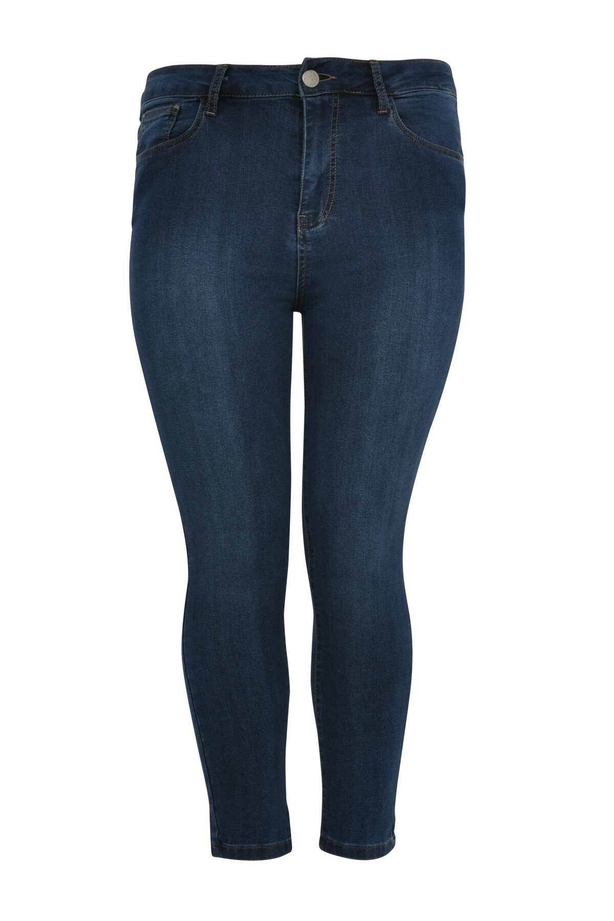 Große Größen indigo High-waist-Jeans Yoek dark