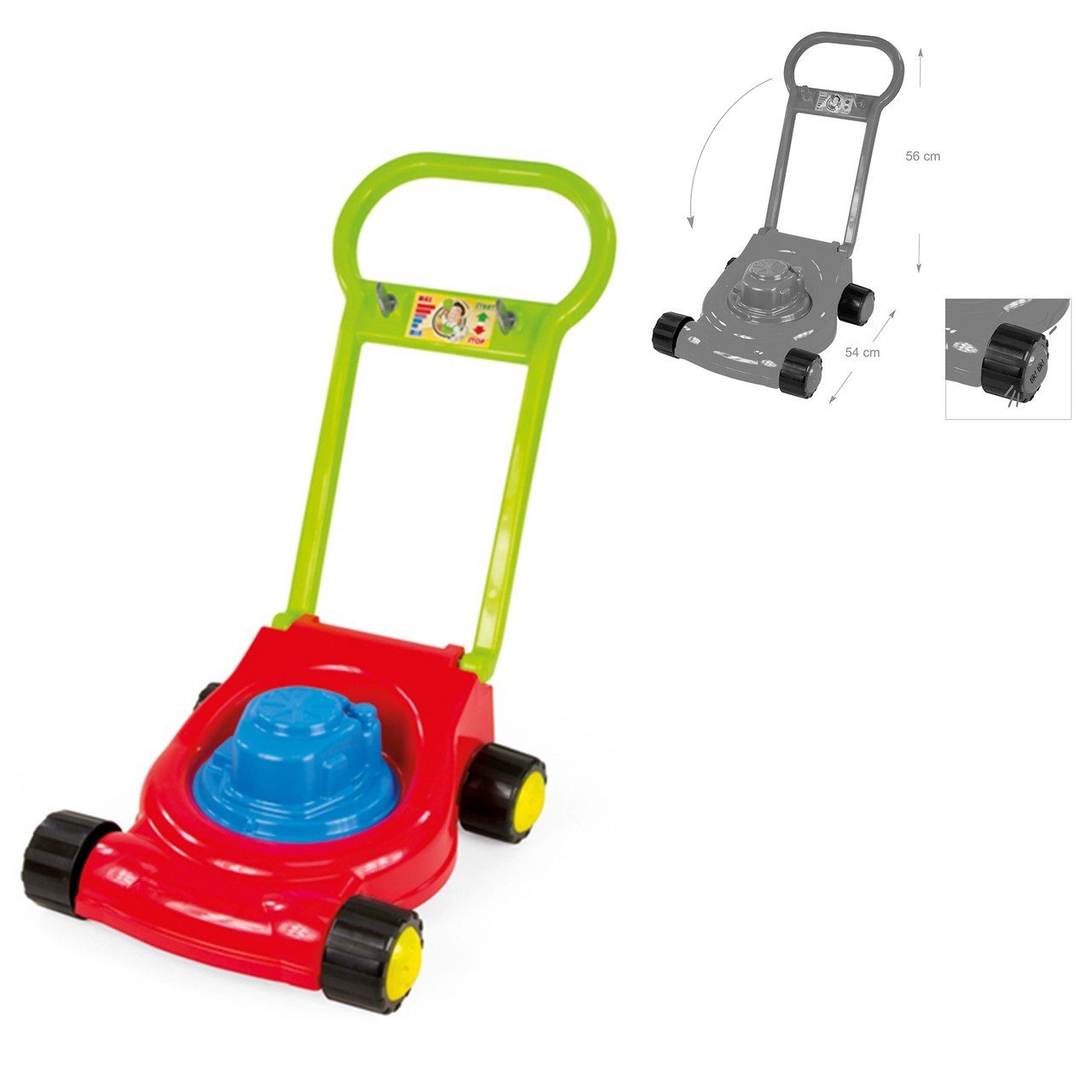 MOCHTOYS Spielwerkzeug Spielzeug Rasenmäher 10631, Spielzeug Rasenmäher, Kinderrasenmäher klappbar aus Kunststoff