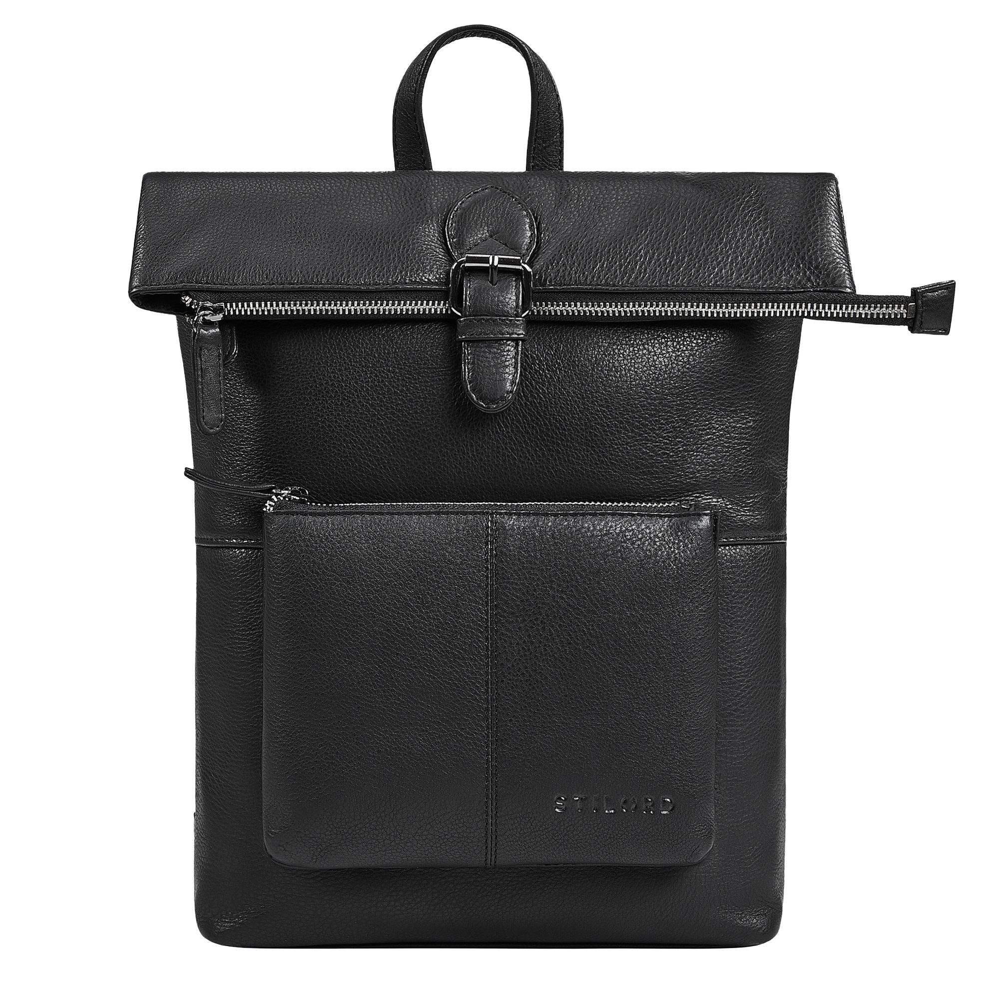 Cityrucksack "Niagara" Leder Rolltop Rucksack Damen für 13,6 Zoll Laptops DIN A4