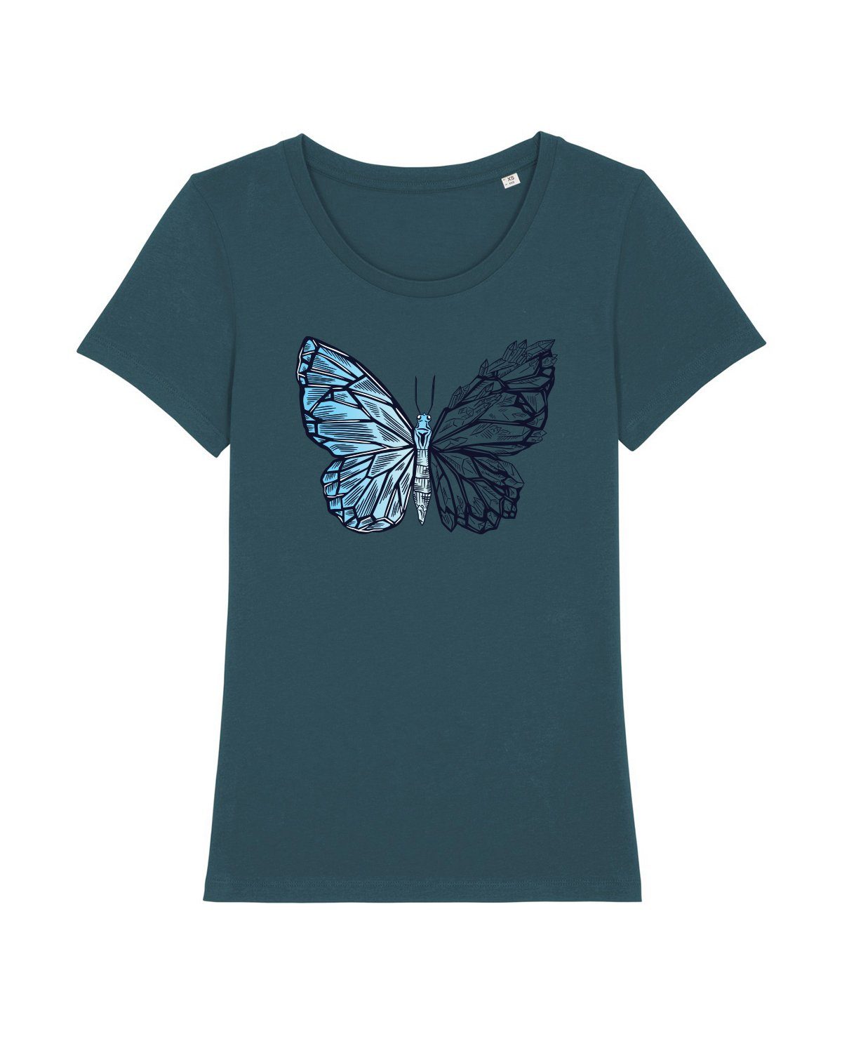 wat? Apparel Print-Shirt Crystal Butterfly (1-tlg) pertrol
