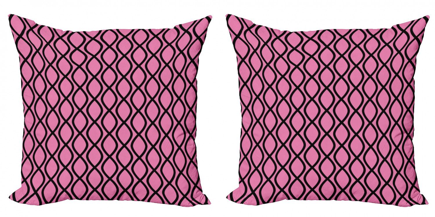 Kissenbezüge Feminine Linien Pink Modern Gewellte Accent Hot Digitaldruck, Stück), Abakuhaus Doppelseitiger (2