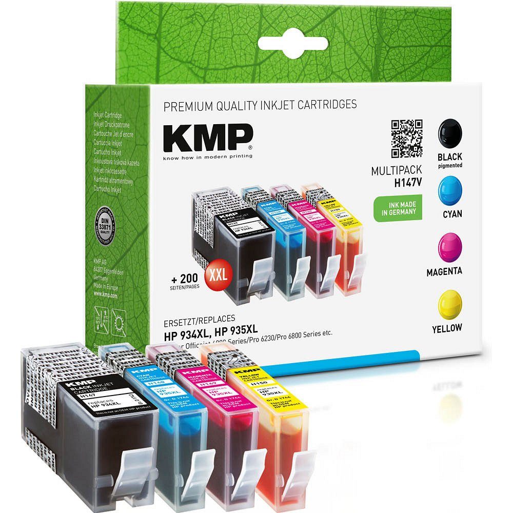 KMP 1 Tinten-Multipack H147V ERSETZT HP 934XL BK / 935XL C/M/Y Tintenpatrone (4 Farben)