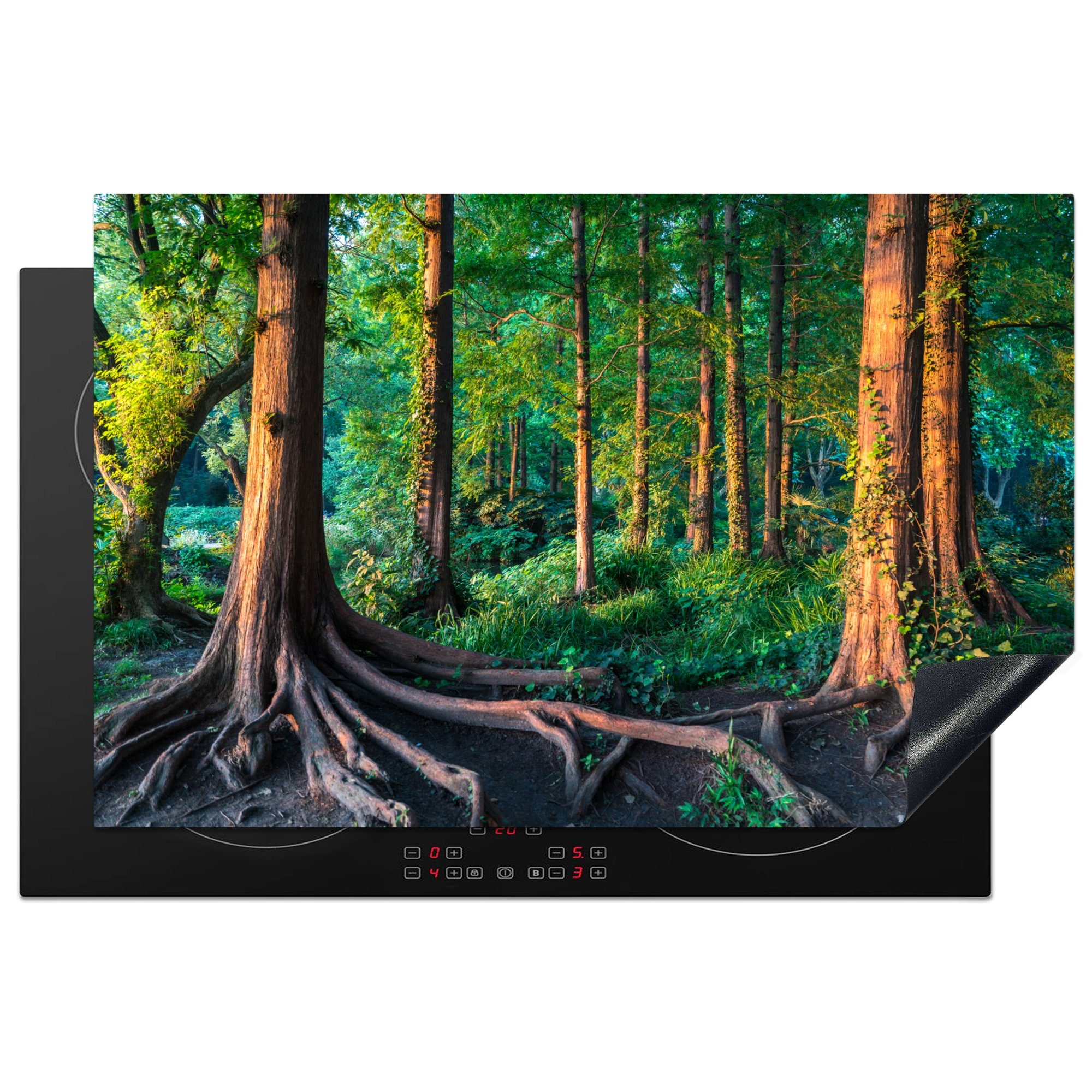 MuchoWow Herdblende-/Abdeckplatte Leuchtende Farben im tropischen Regenwald im Sommer, Vinyl, (1 tlg), 81x52 cm, Induktionskochfeld Schutz für die küche, Ceranfeldabdeckung