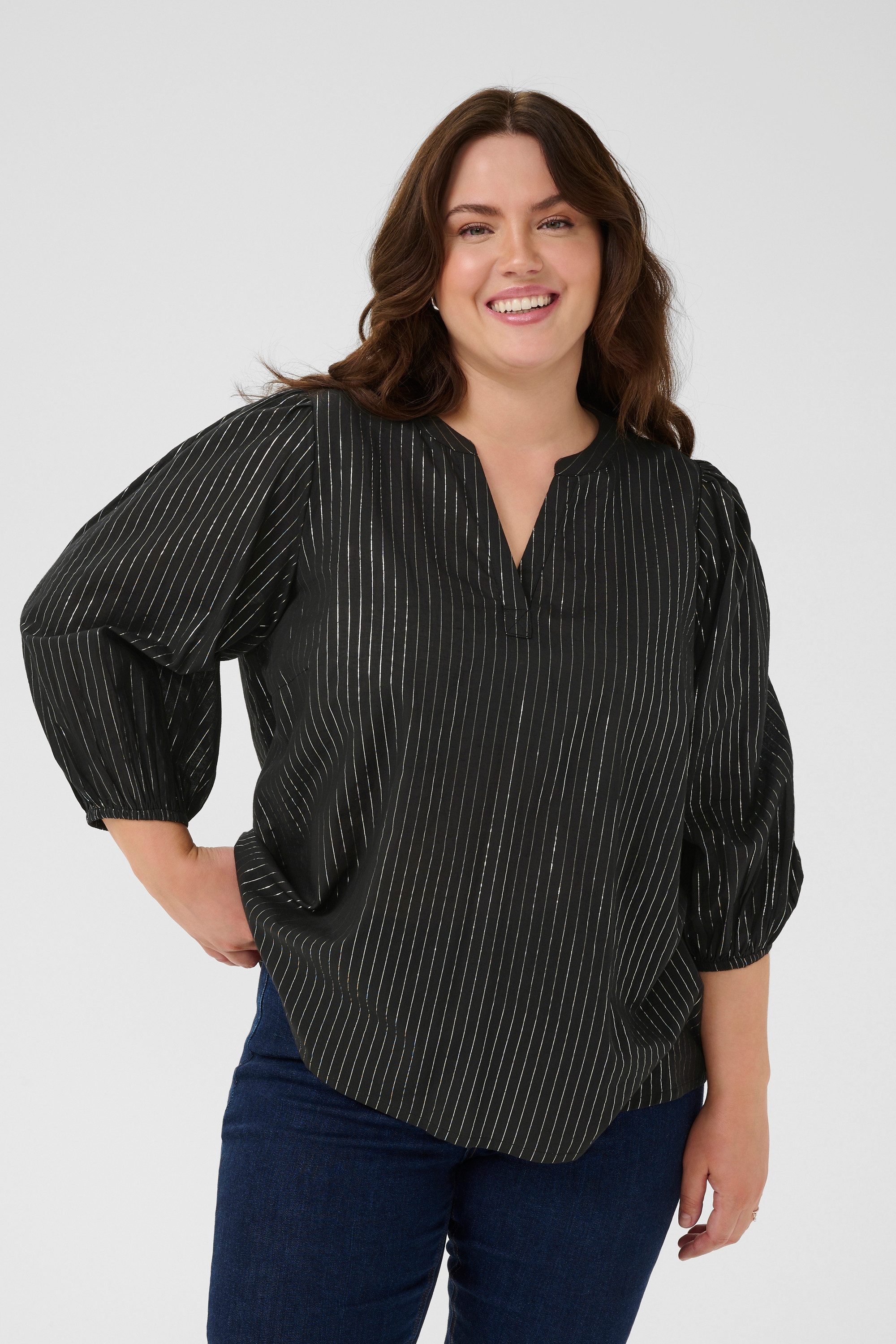 KAFFE Curve Langarmbluse Langarm-Bluse KCluisa Große Größen günstig online kaufen