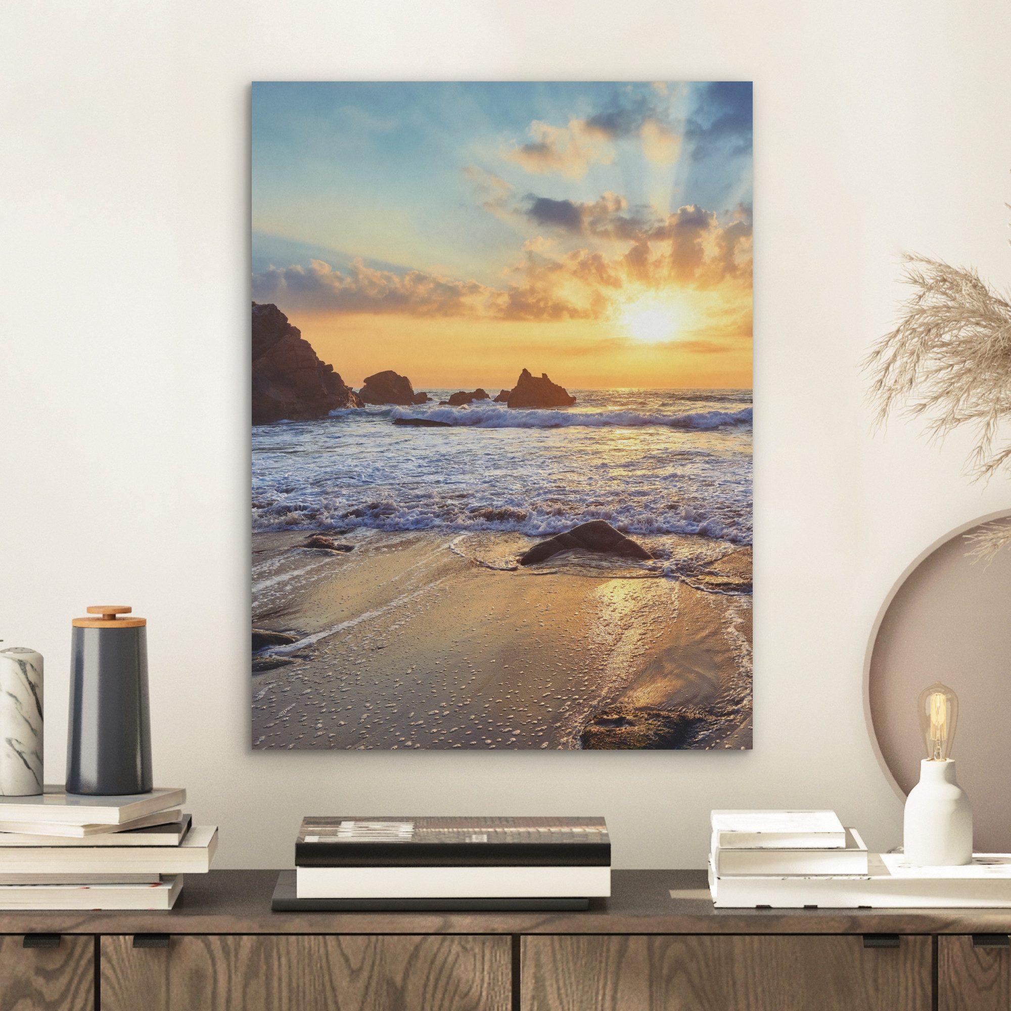 MuchoWow Gemälde Strand - Sonnenuntergang - Natur - Meer - Landschaft, Foto günstig online kaufen