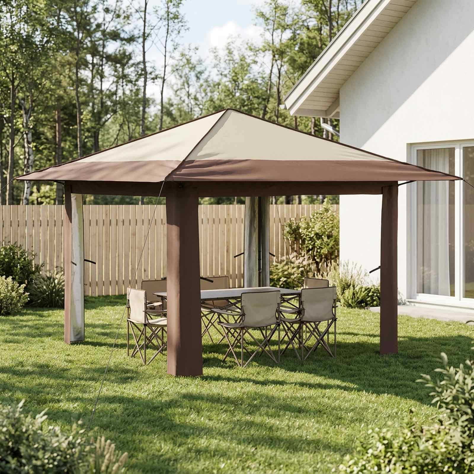 vidaXL Partyzelt Gazebo ohne Seitenwand Creme und Braun