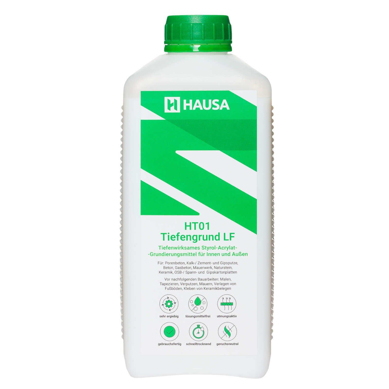 Hausa Tiefengrund Tiefengrund LF HT01, gebrauchsfertige Grundierung für Innen, Außen, Wand Boden Decke, 1-tlg., verstärkt, gleicht Saugfähigkeit aus, Premium Haftgrund lösemittelfrei schnelltrocknend