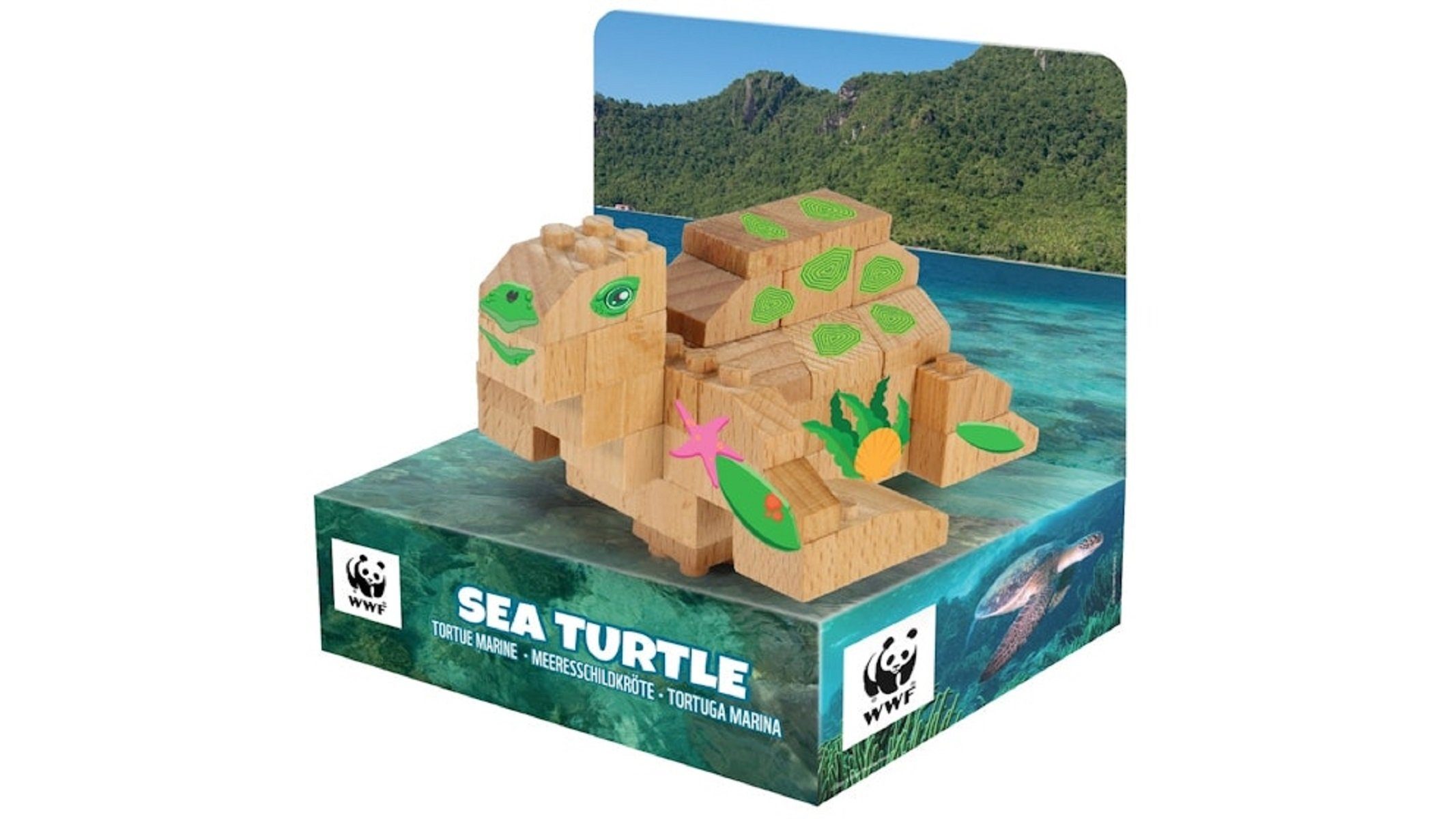 FabBrix Holzbaukasten WWF Wooden Bricks Sea turtle Holzbausteine, Klemmbausteine
