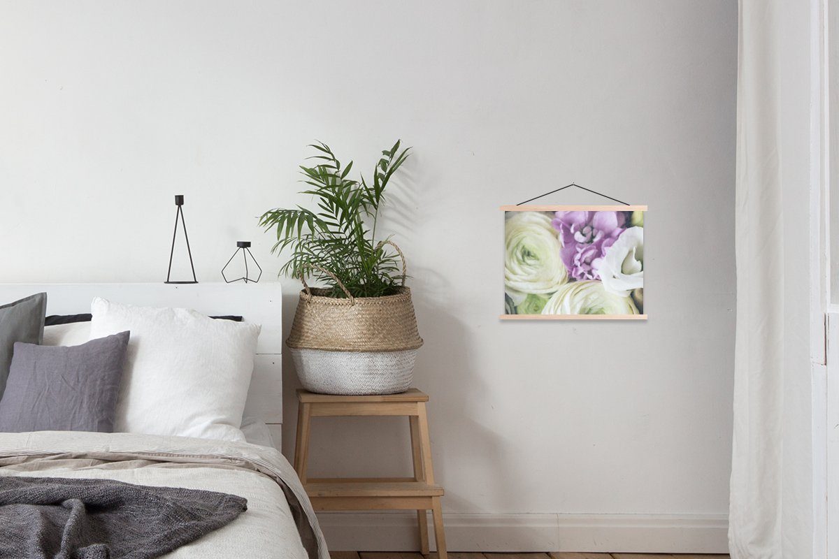 Wohnzimmer, Rosen St), Blumen - (1 Bilderleiste, für Magnetisch Textilposter Poster MuchoWow Natur, Posterleiste, -
