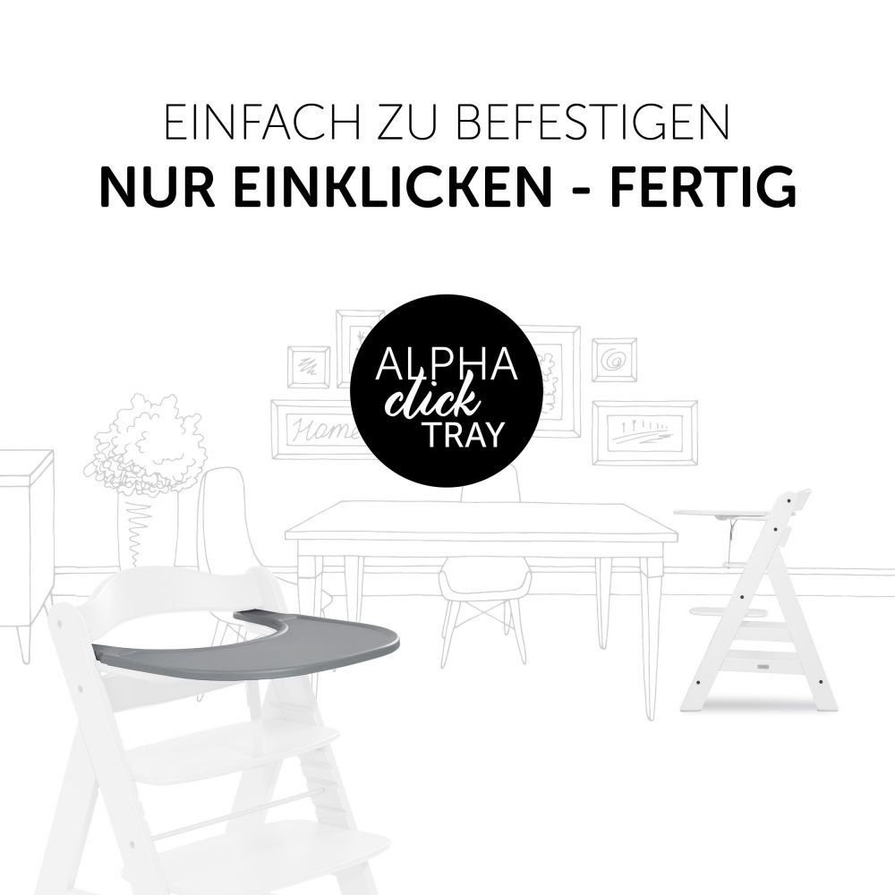 Alpha & verstellbar Tray Grau Hauck Click St), Kinderhochstuhl Tablett Sitzauflage Hochstuhl Holz Plus (3 mit