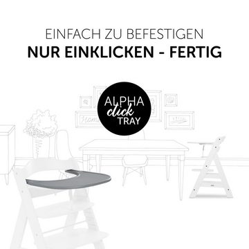Hauck Hochstuhl Alpha Plus Grau (3 St), Holz Kinderhochstuhl mit Tablett Click Tray & Sitzauflage verstellbar
