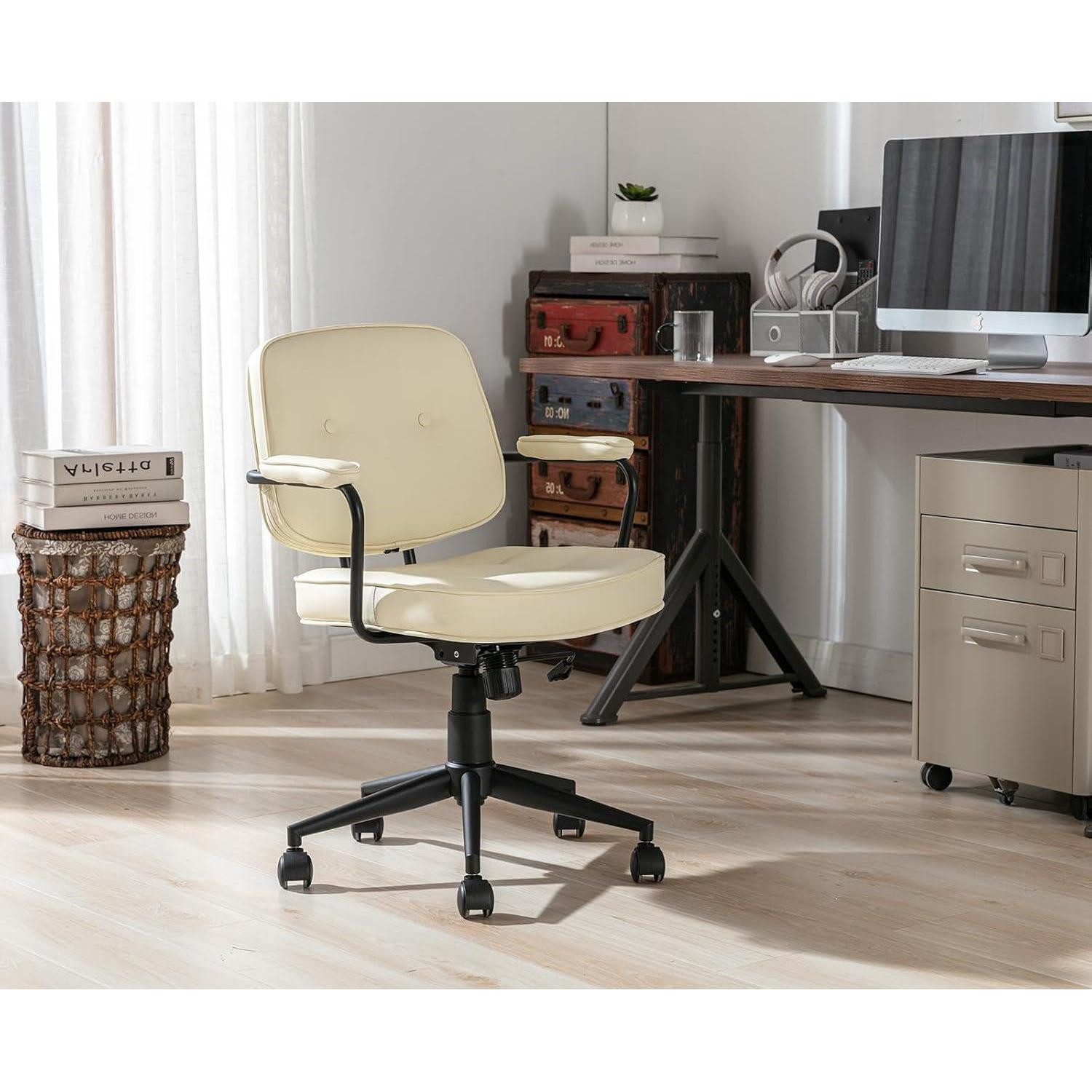 LuxusKollektion Bürostuhl Ergonomischer Bürostuhl PU Leder Drehstuhl Verstellbar Modern Braun