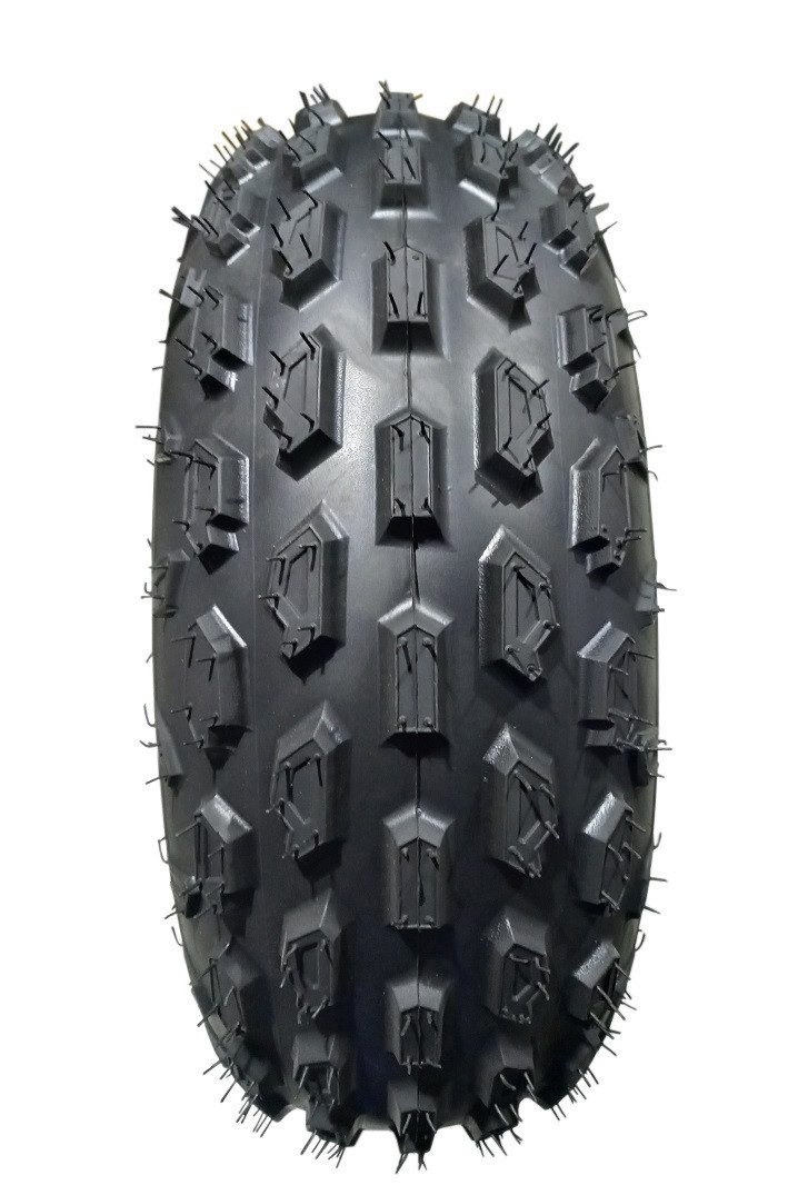 FunSport-Factory Kinderfahrzeug-Räder Komplettrad Quadreifen 19x7-8 Reifen 4-Loch Felge Schwarz links, Noppen-Profil, hoher Grip, für Quads, robust & langlebig