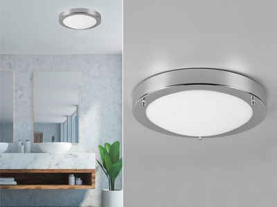 Bad-Deckenlampe Liyan Rund Silber LEDs Warmweiß Decke Badezimmer Lampenwelt 