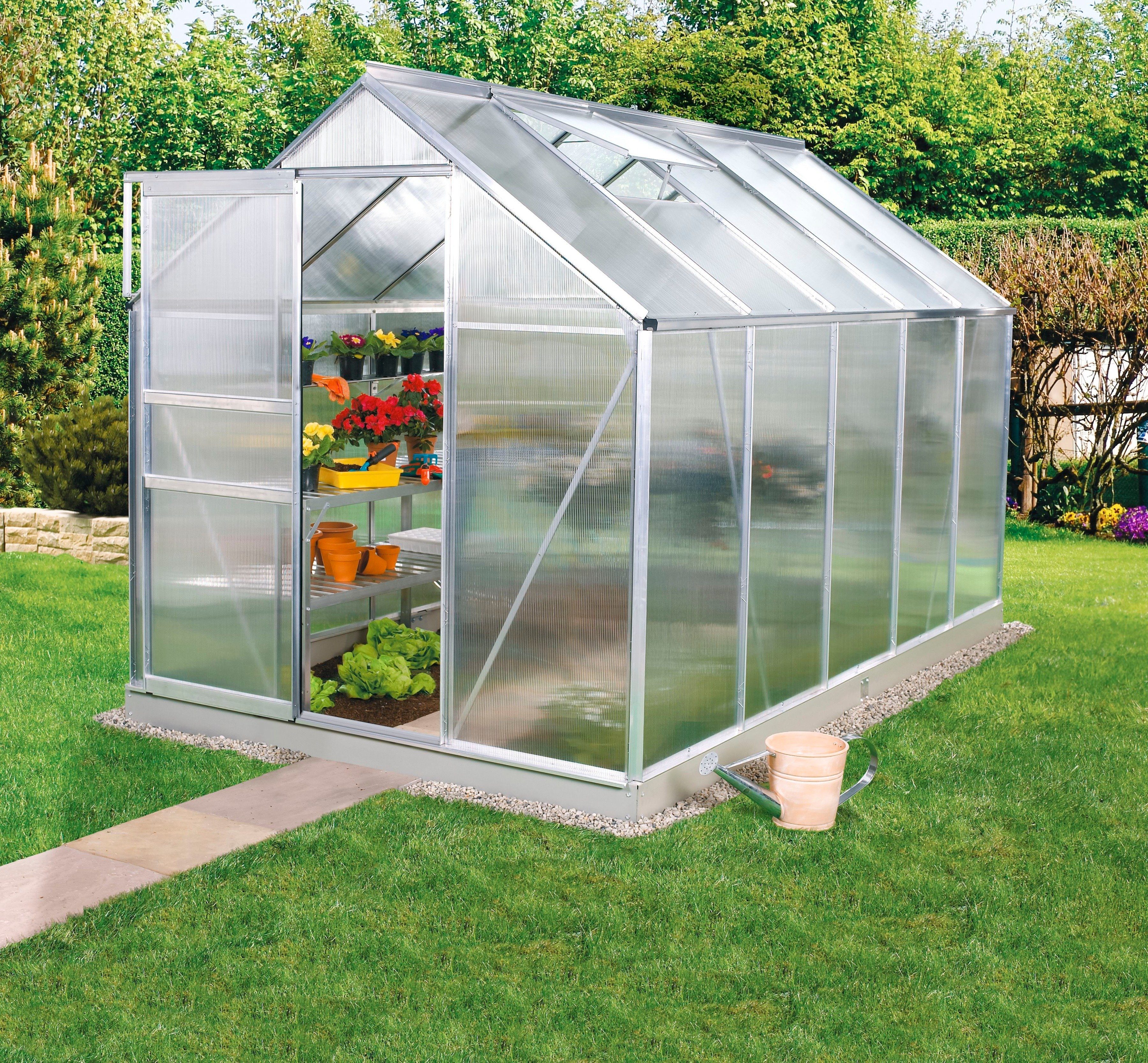 Vitavia Gewächshaus Venus 5000, BxTxH: 192 x 254 x 197 cm, 4 mm Wandstärke silberfarben
