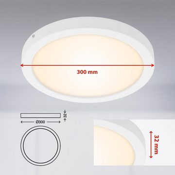 Briloner Leuchten Aufbauleuchte 7141-016, LED fest verbaut, Warmweiß, Deckenlampe modern 21,4 W 2.000lm 3000K IP20 Ø30cm