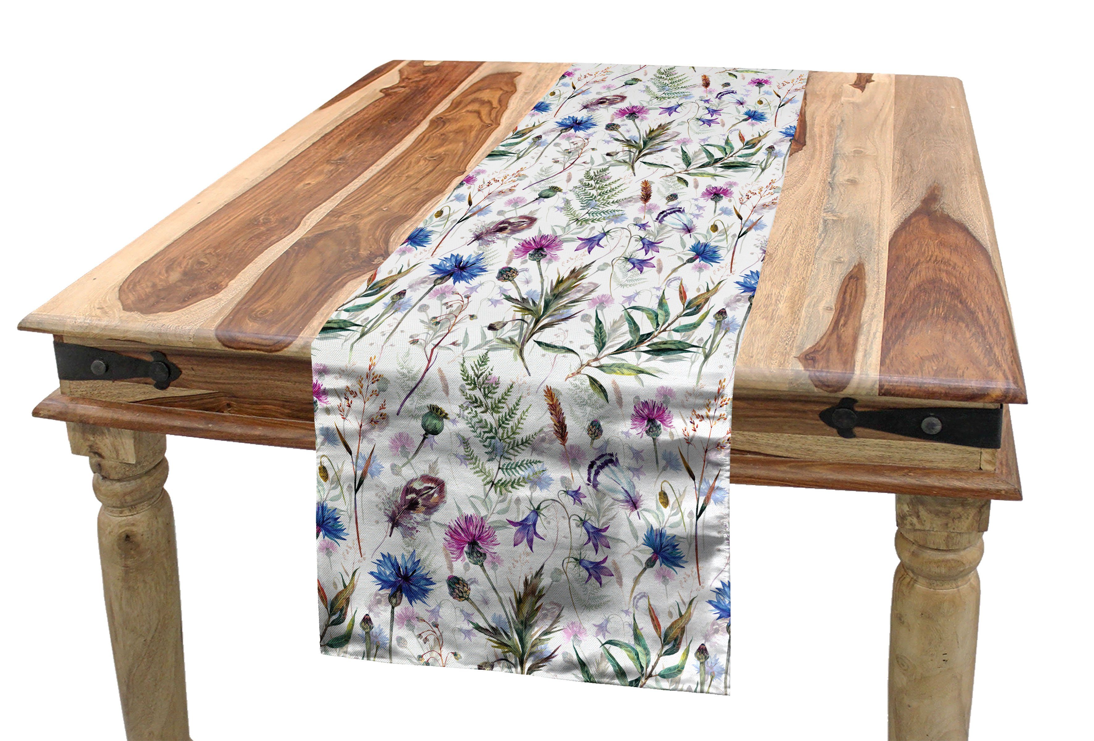 Dekorativer Aquarell-Wildblumen Distel Abakuhaus Rechteckiger Tischläufer, Esszimmer Küche Tischläufer