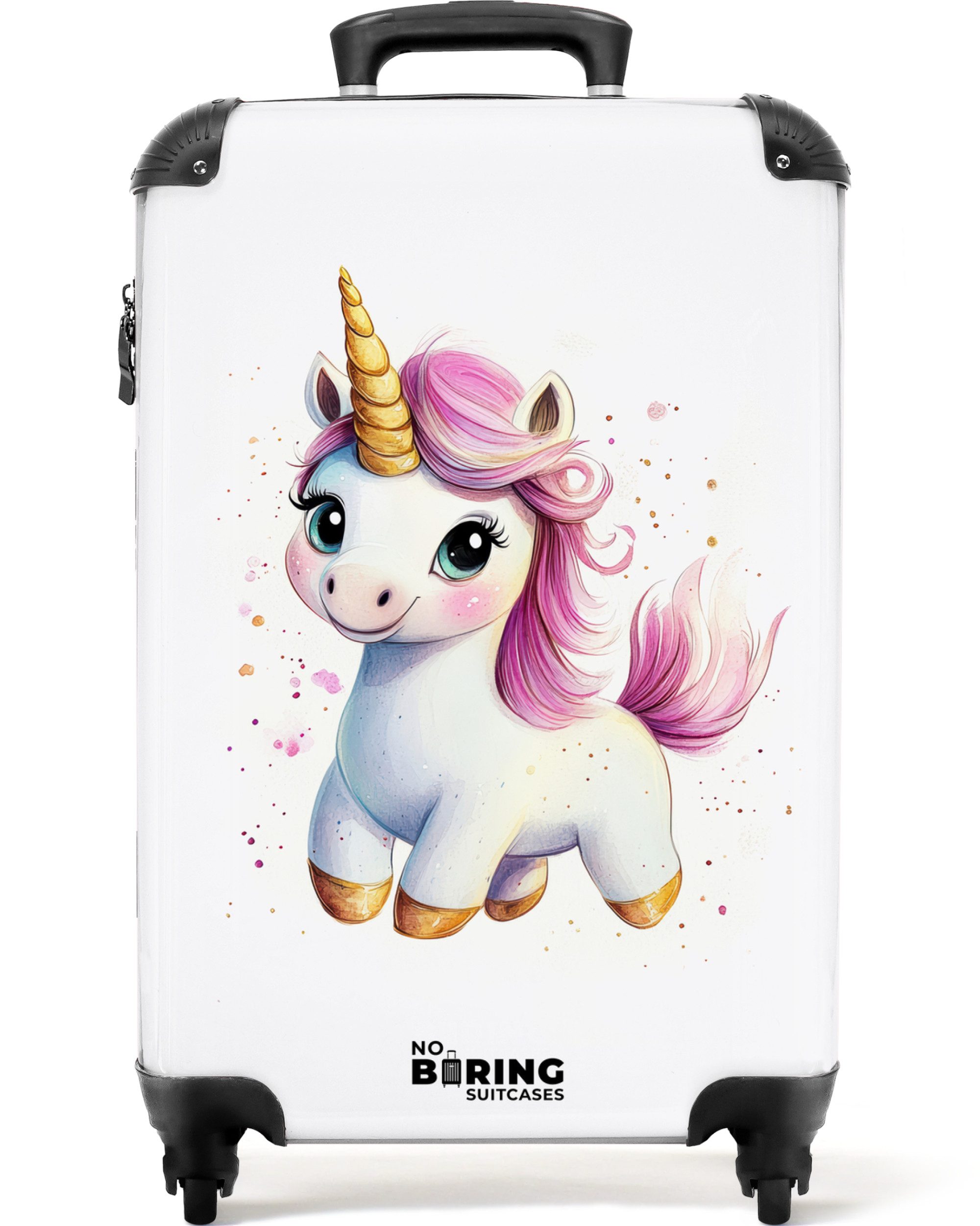 Kinderkoffer Weißes Einhorn mit rosa Mähne 55x35x20cm