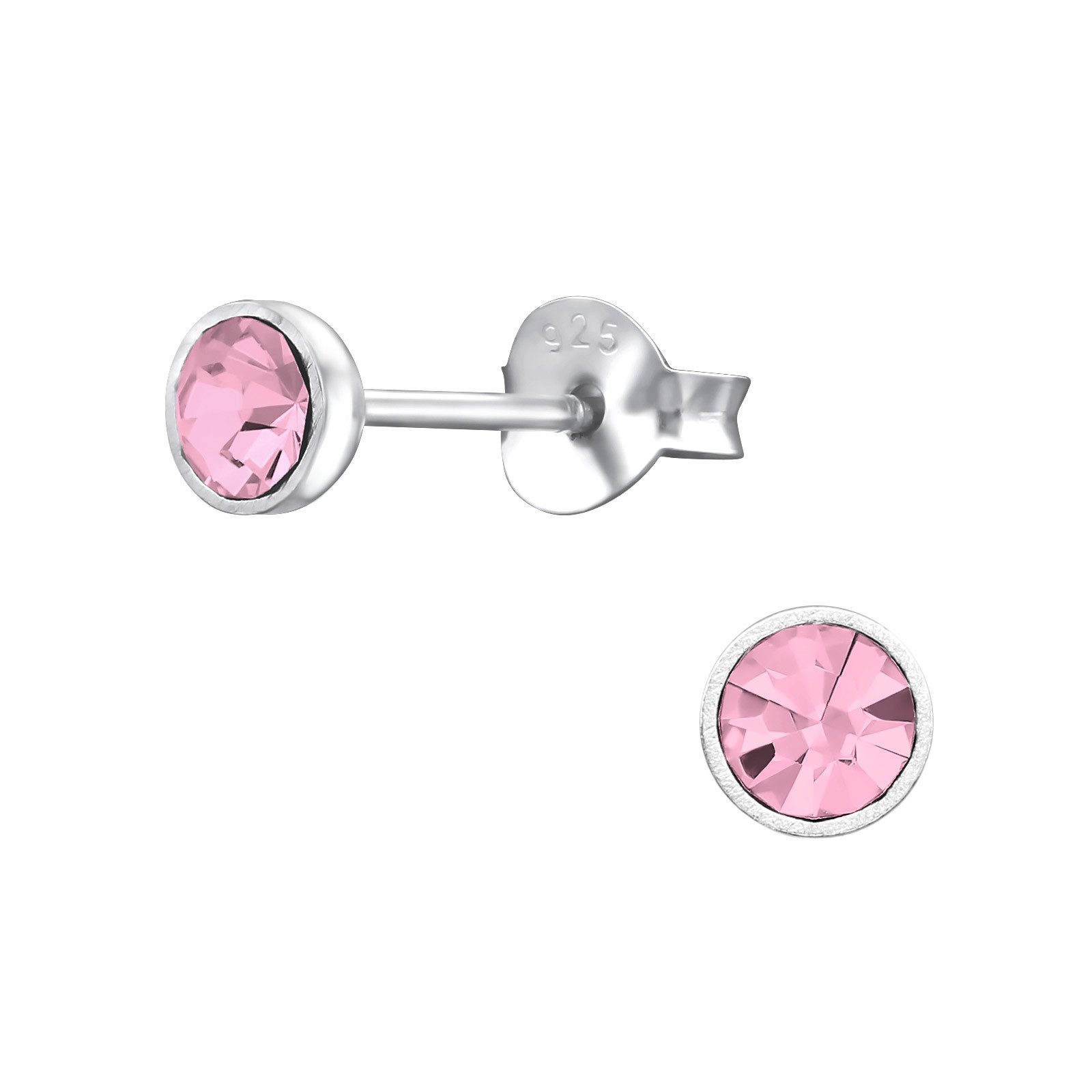 Paar Ohrstecker SILBER KRISTALL 4 mm I light rose, 2-tlg.