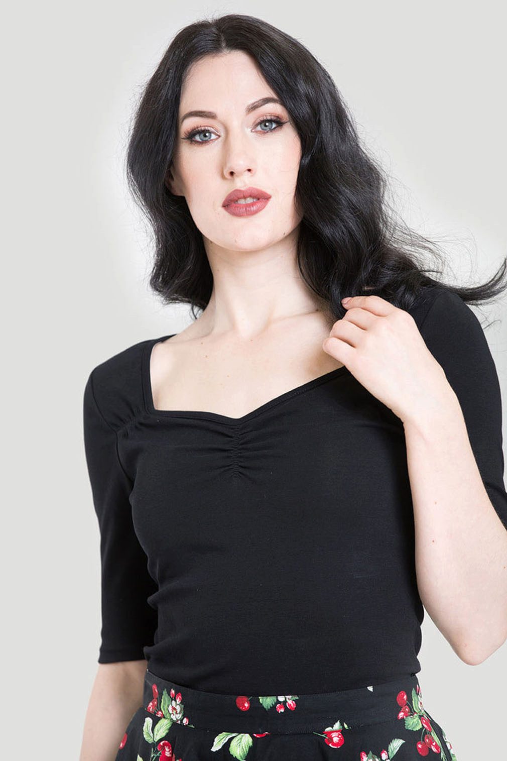 Hell Bunny Shirttop Philippa Schwarz Vintage Retro Rockabilly Oberteil – Bild 3 von 5