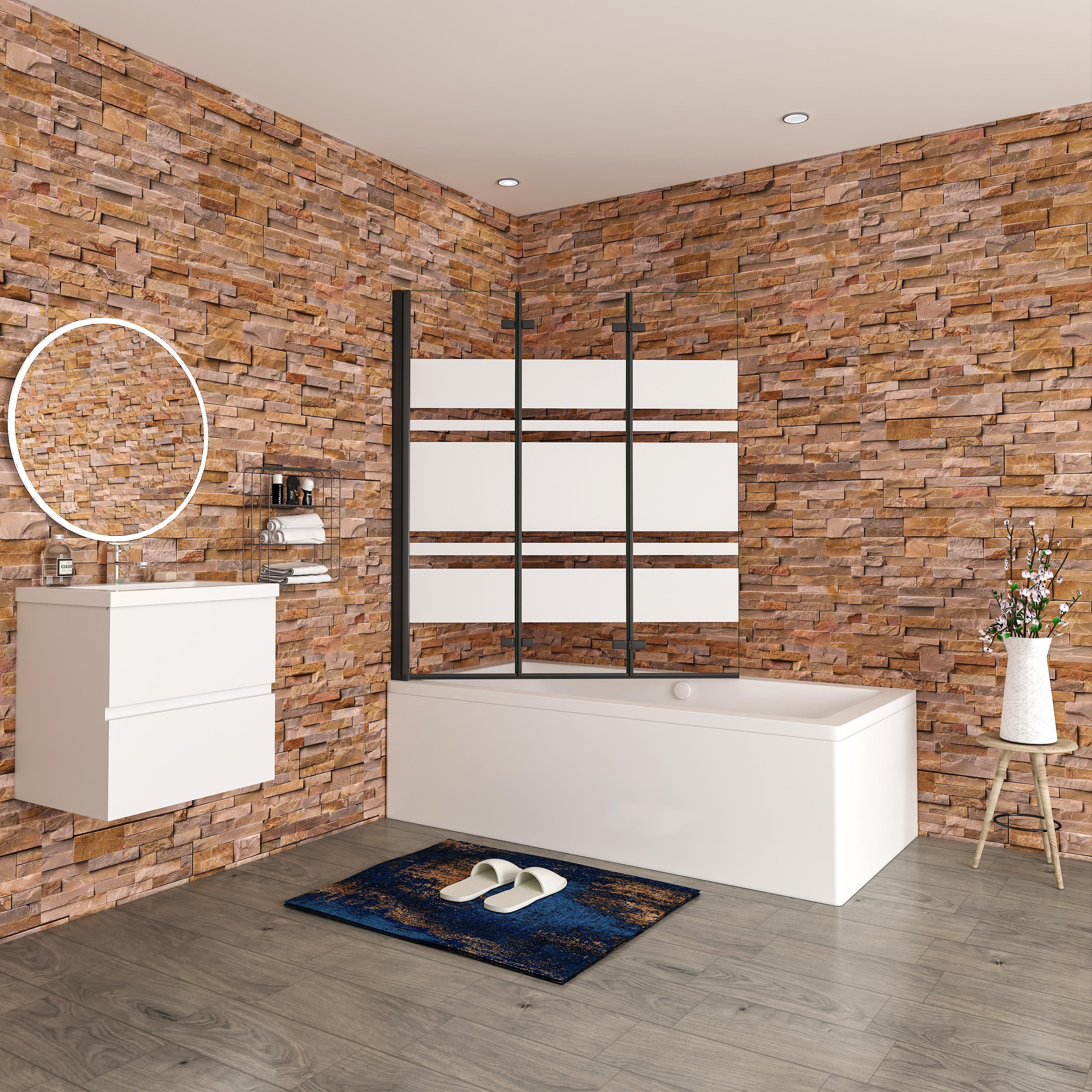 duschspa Badewannenaufsatz 140cm SchwarzFaltwand mit Seitenwand Duschabtrennung Badewannenaufsatz, Sicherheitsglas, (Set), Nano Glas