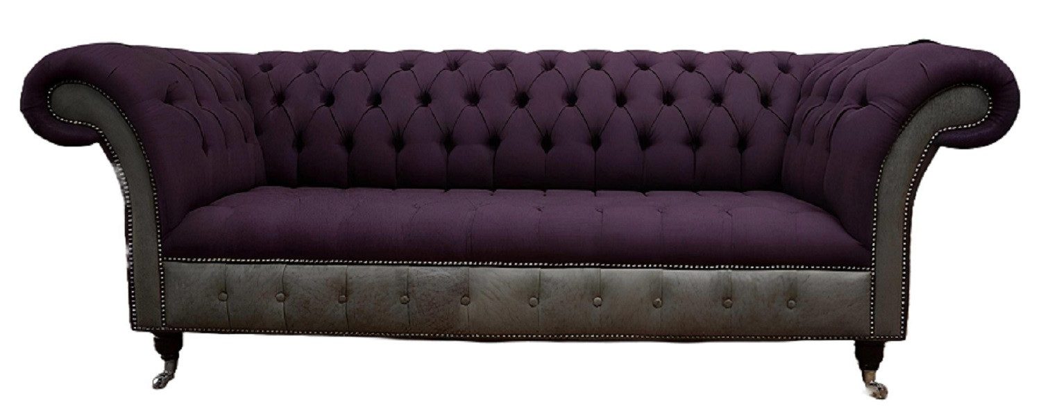 Xlmoebel Chesterfield-Sofa Lila Chesterfield Couch mit hochwertiger Polsterung und Knopfdekor, Chesterfield-Sofa, Hergestellt in Europa