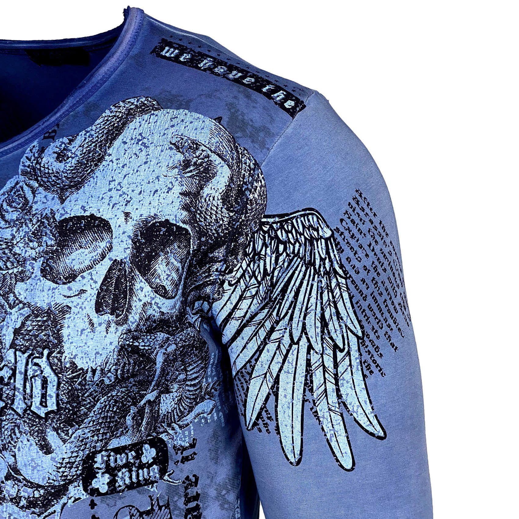 Baxboy Longshirt BAXBOY Herren Rundhals Longsleeve Langarmshirt Aufdruck Washed 709 – Bild 3 von 5