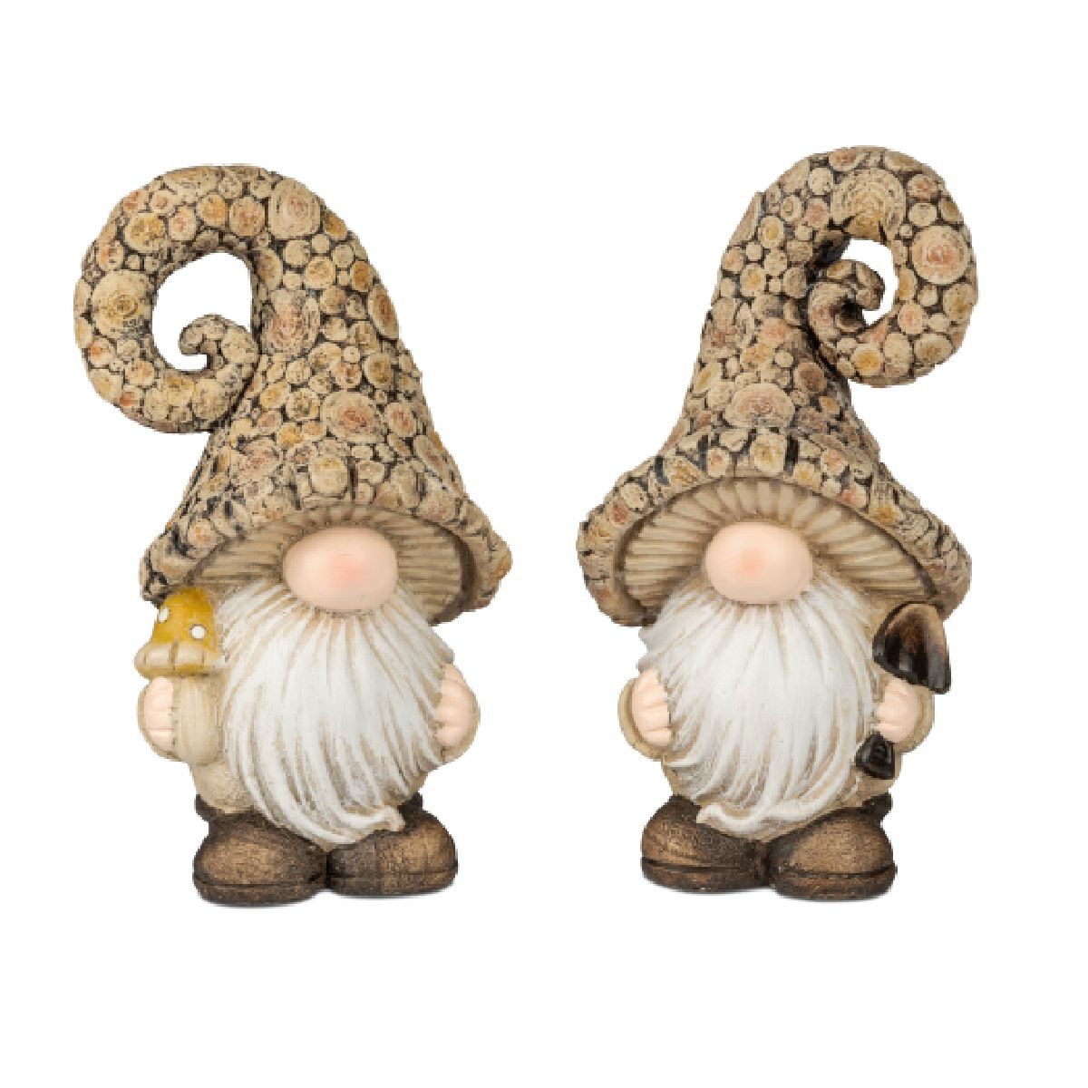 formano Gartenzwerg Zwerge in Holzoptik – 2er Set braun, dekorativ aus Kunststein, (2er-Set)
